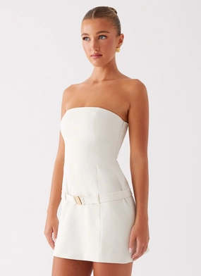 Lume Strapless Mini Dress - Ivory Flattering Wearable Soft Feel