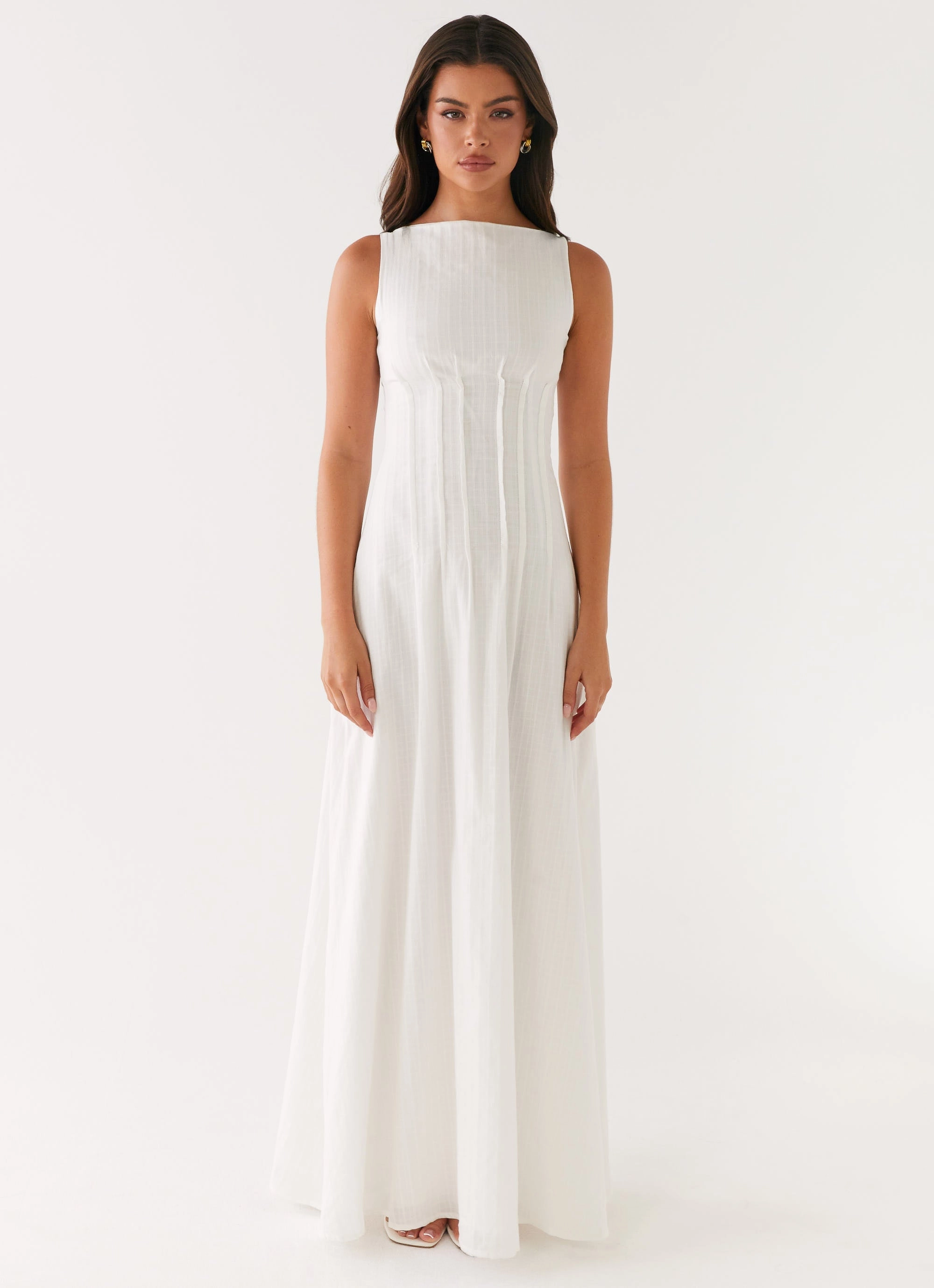 Quilted-Texture Chic and Cozy Maloney Maxi Dress - White