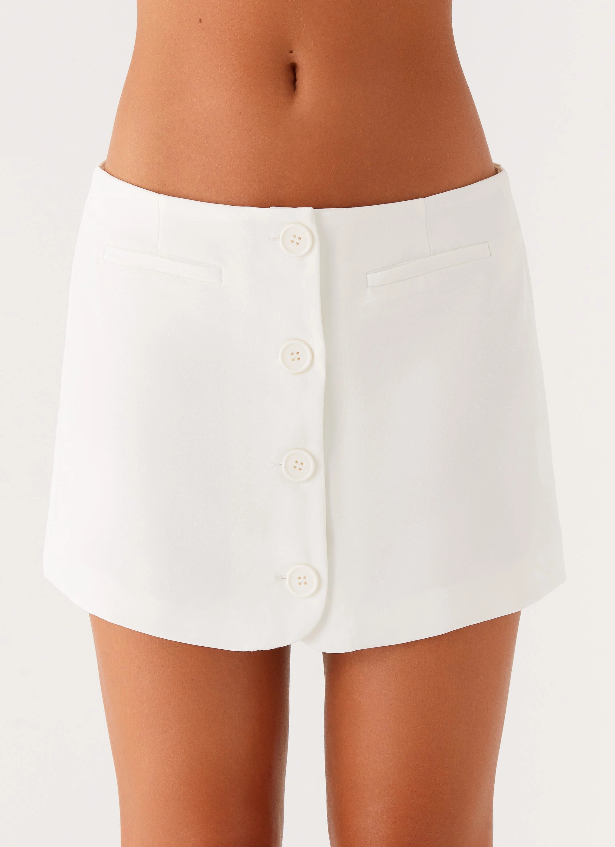 Casual Style Mixie Low Rise Mini Skirt - Ivory