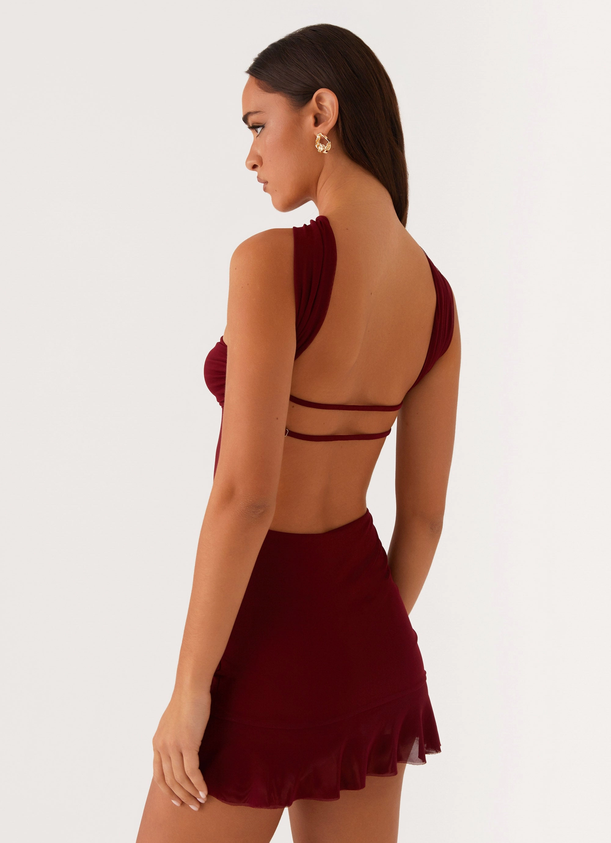 Pari Open Back Mini Dress - Mulberry Eco Friendly Dye