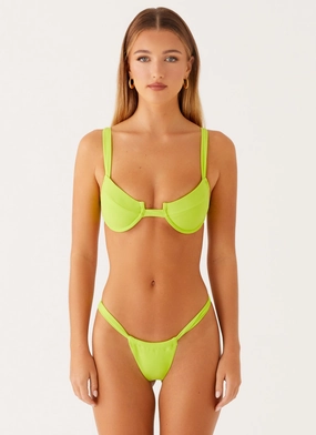 Airlie Scrunch Bikini Bottoms - Sunny Lime Hand Wash Soft Touch Swim