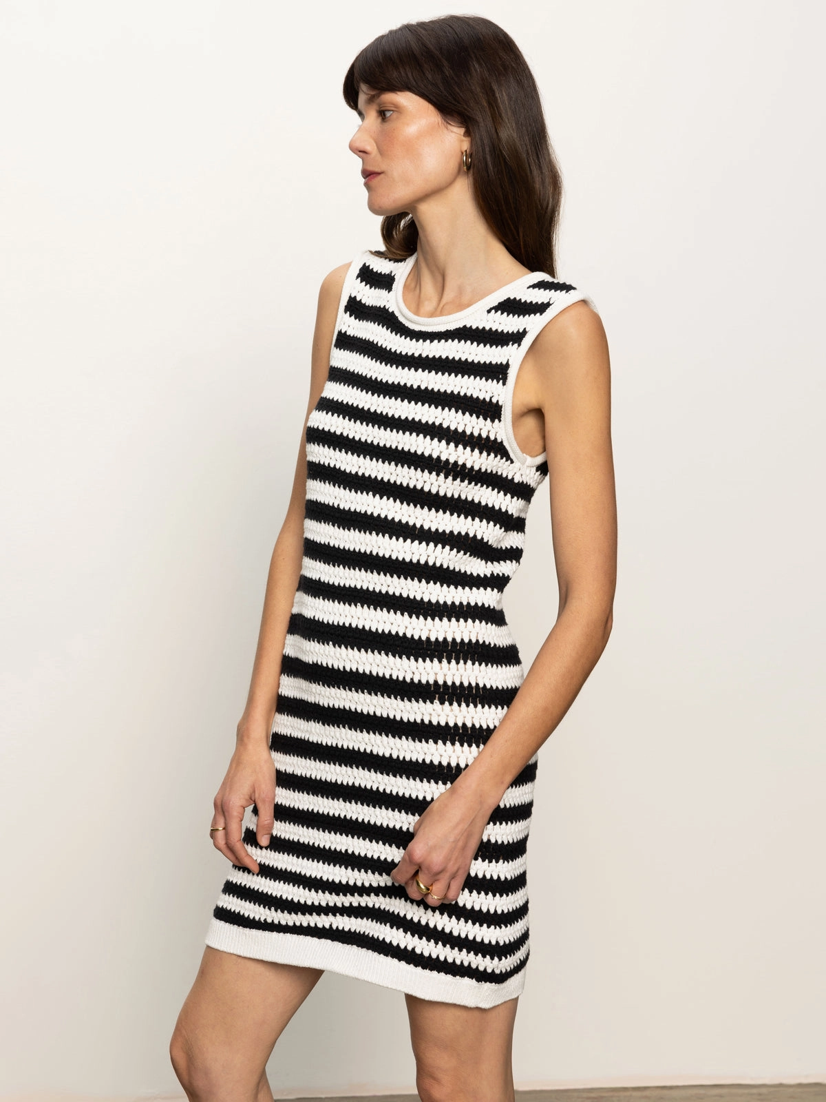 Cooling Technology EcoFriendlyMaterial Summer Shell Dress Chalk Black Stripe