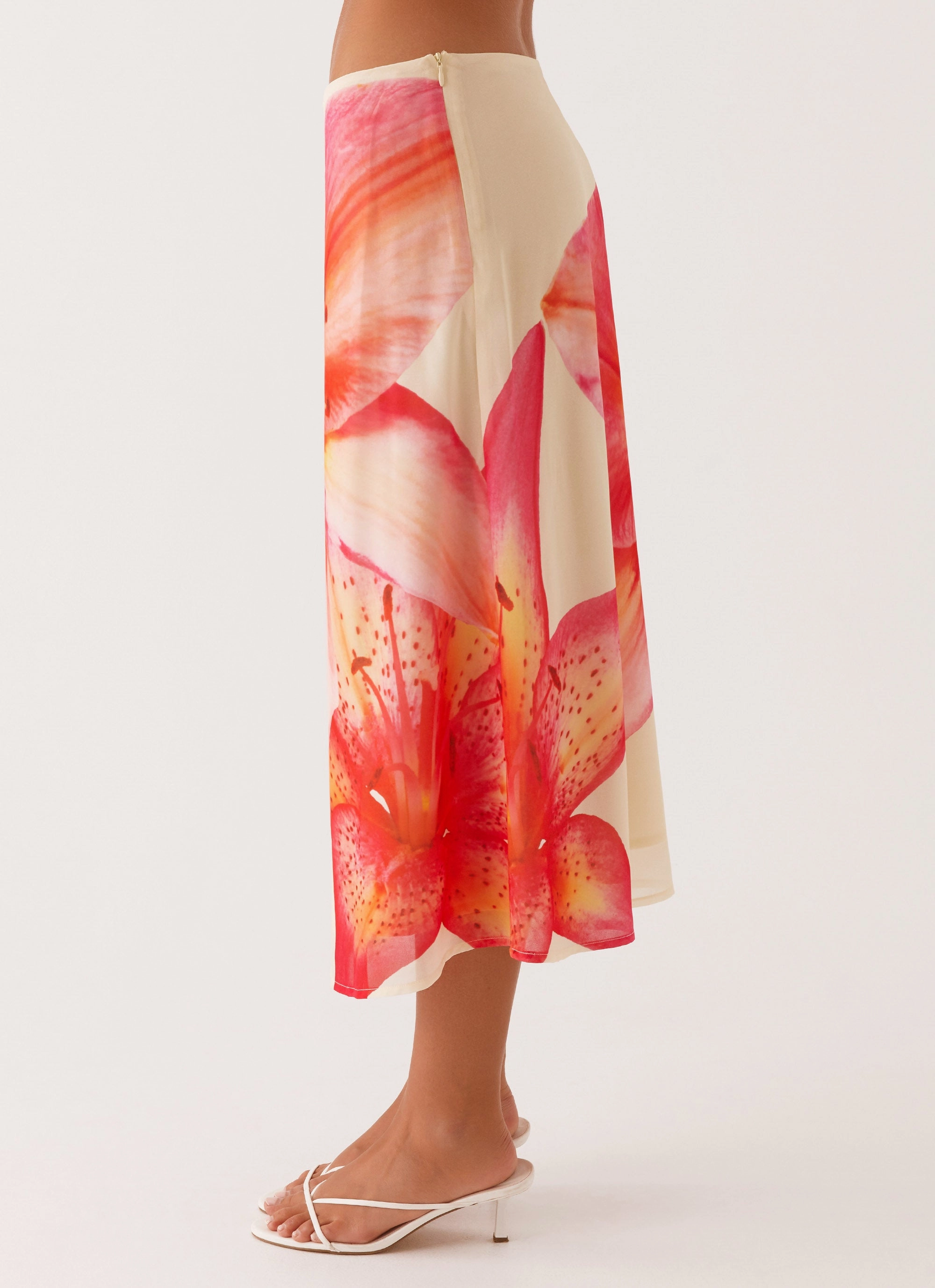 Summertime Midi Skirt - Yellow Floral Fold Over Design Tassel accents