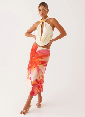 Summertime Midi Skirt - Yellow Floral Laidback Style