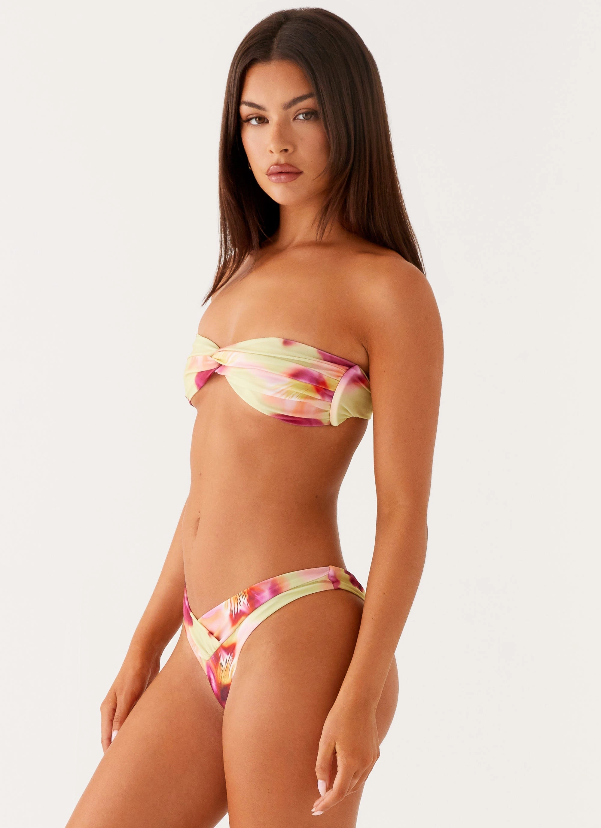 Mixable Swim Saltwater Resistant Elastic Delta Bikini Bottoms - Green Tropical