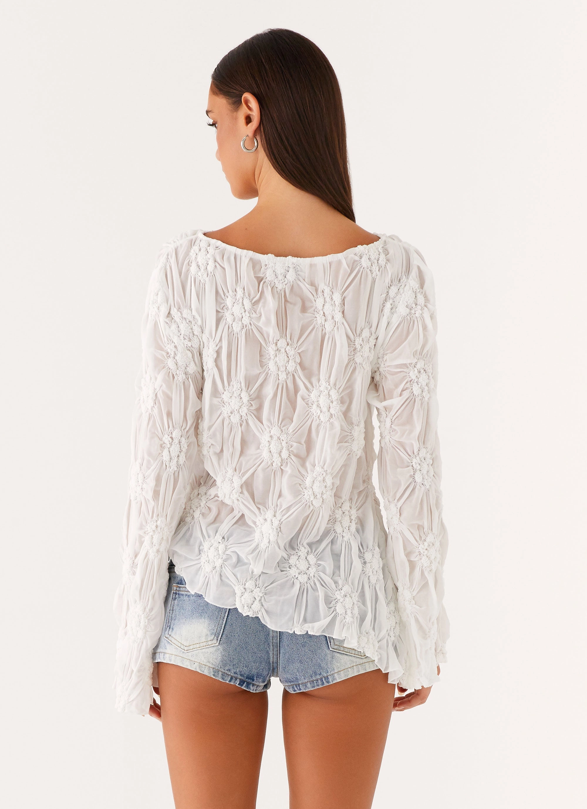 Mia Long Sleeve Top - Ivory DurableDoubleLayeredHem Reinforced Neckline