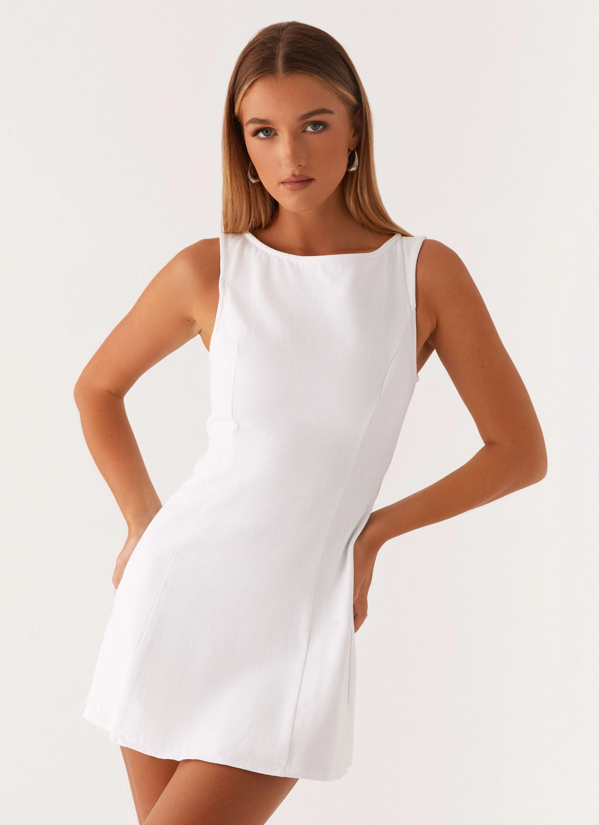 Relaxed Vibe Rochelle Denim Mini Dress - White