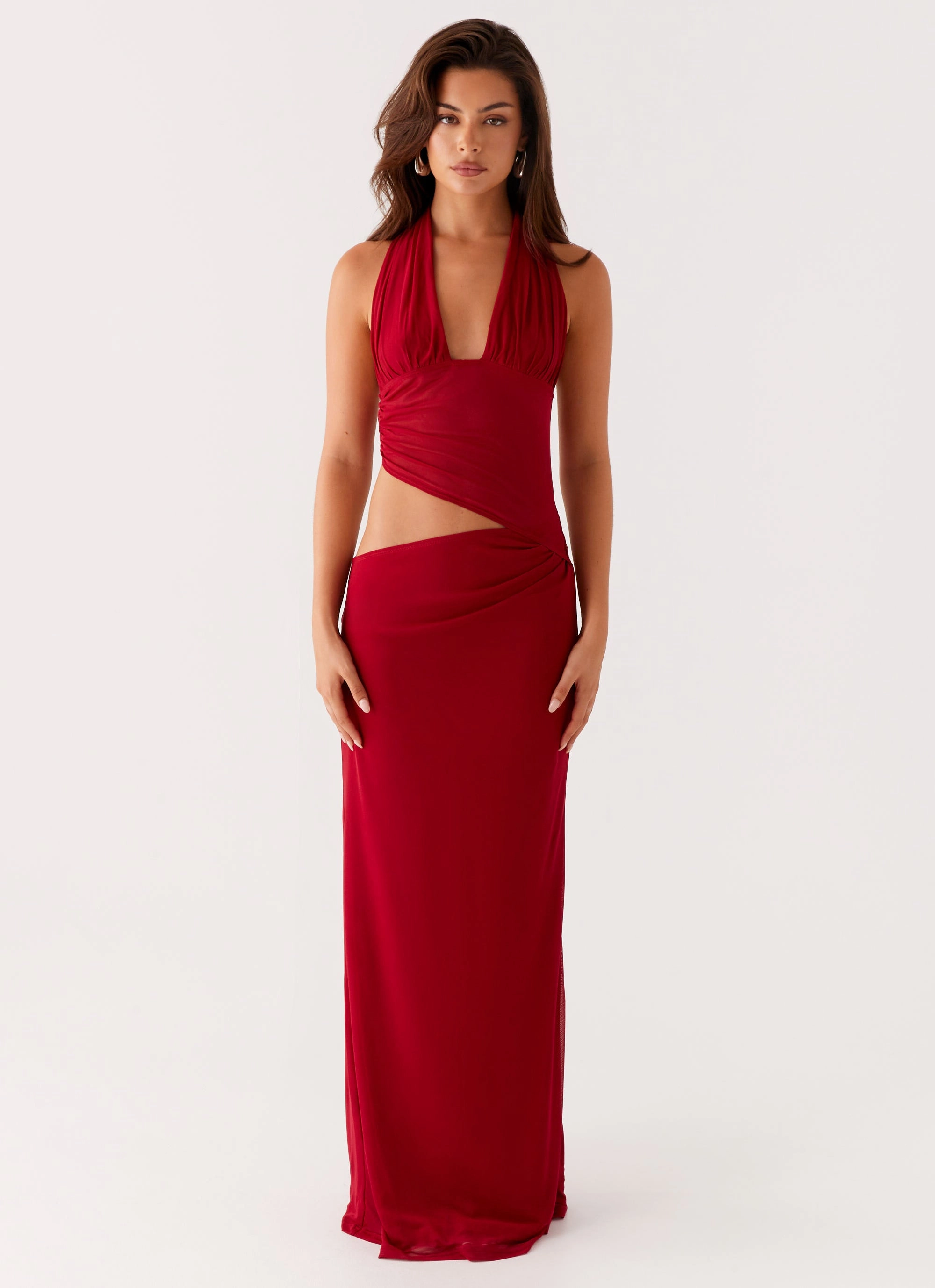 Main Act Halter Maxi Dress - Raspberry City Layering Casual Days