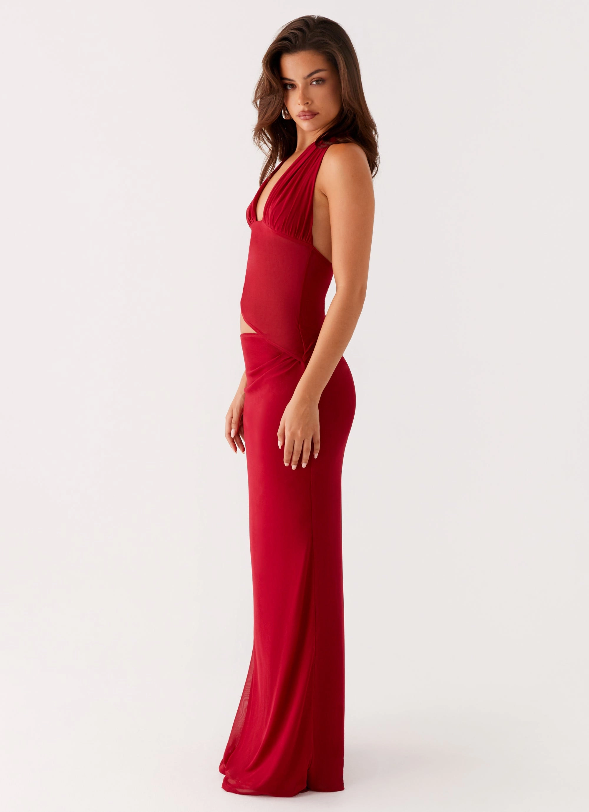 Pose Glow Modern Look Main Act Halter Maxi Dress - Raspberry