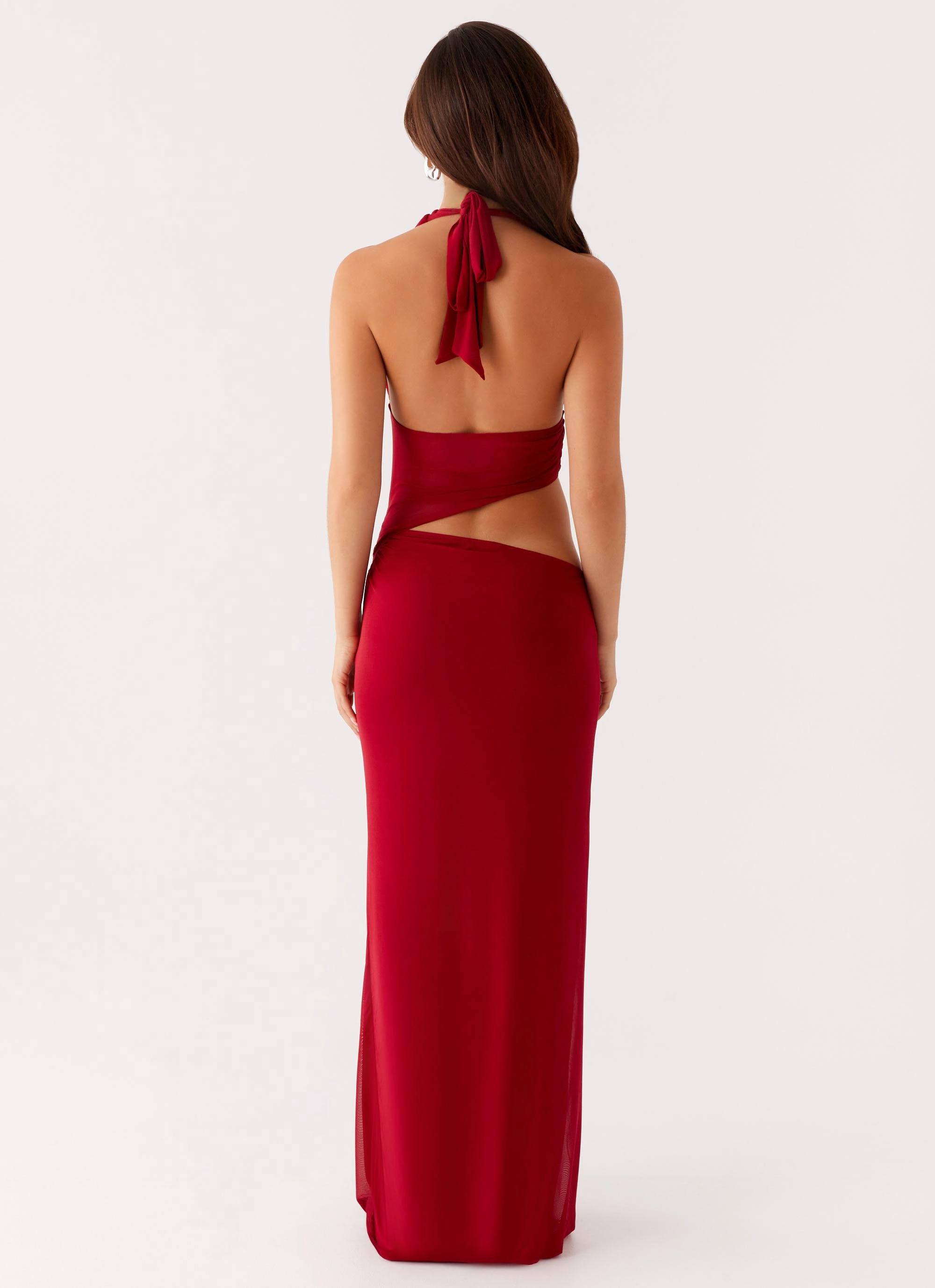 Main Act Halter Maxi Dress - Raspberry All-Season Wear Silk-Blend
