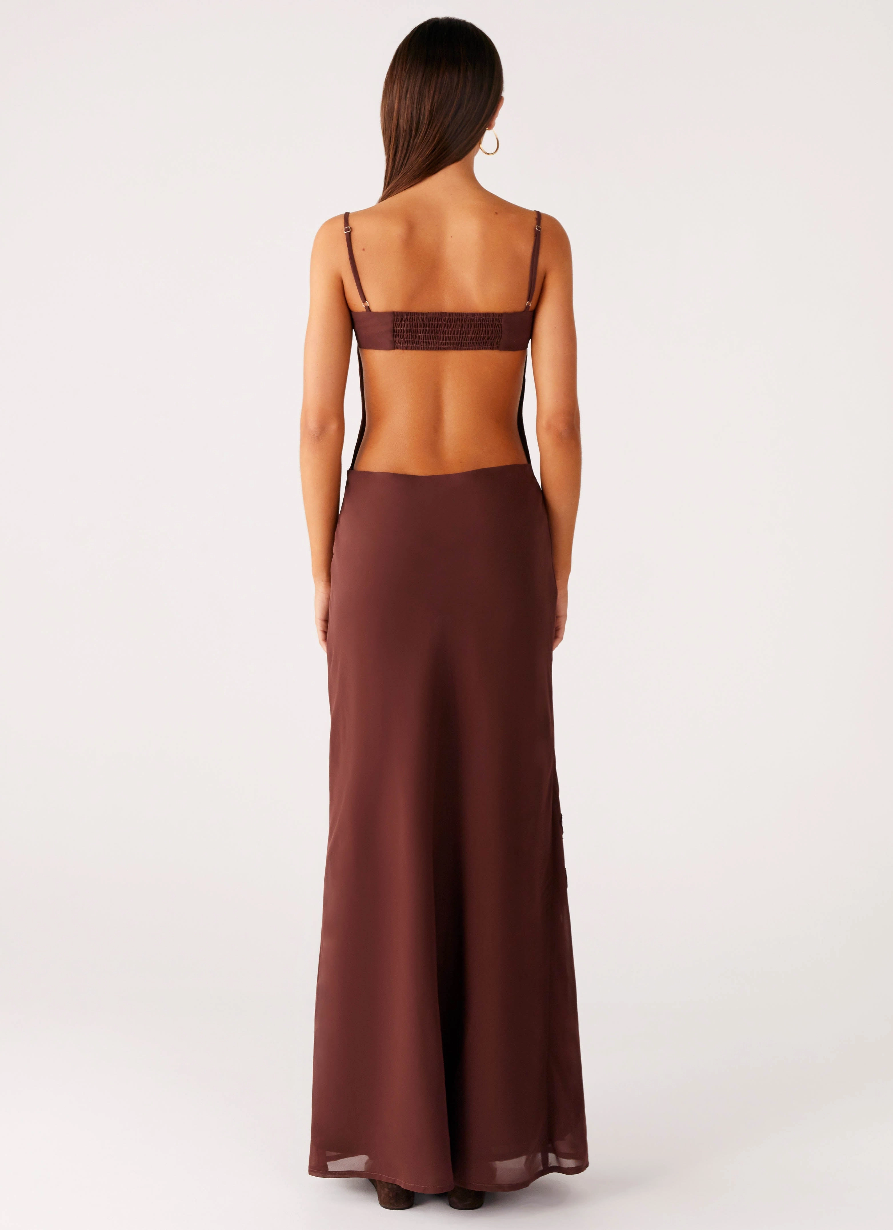 Bayla Beaded Flower Maxi Dress - Chocolate Everyday Wear Chic Harmony