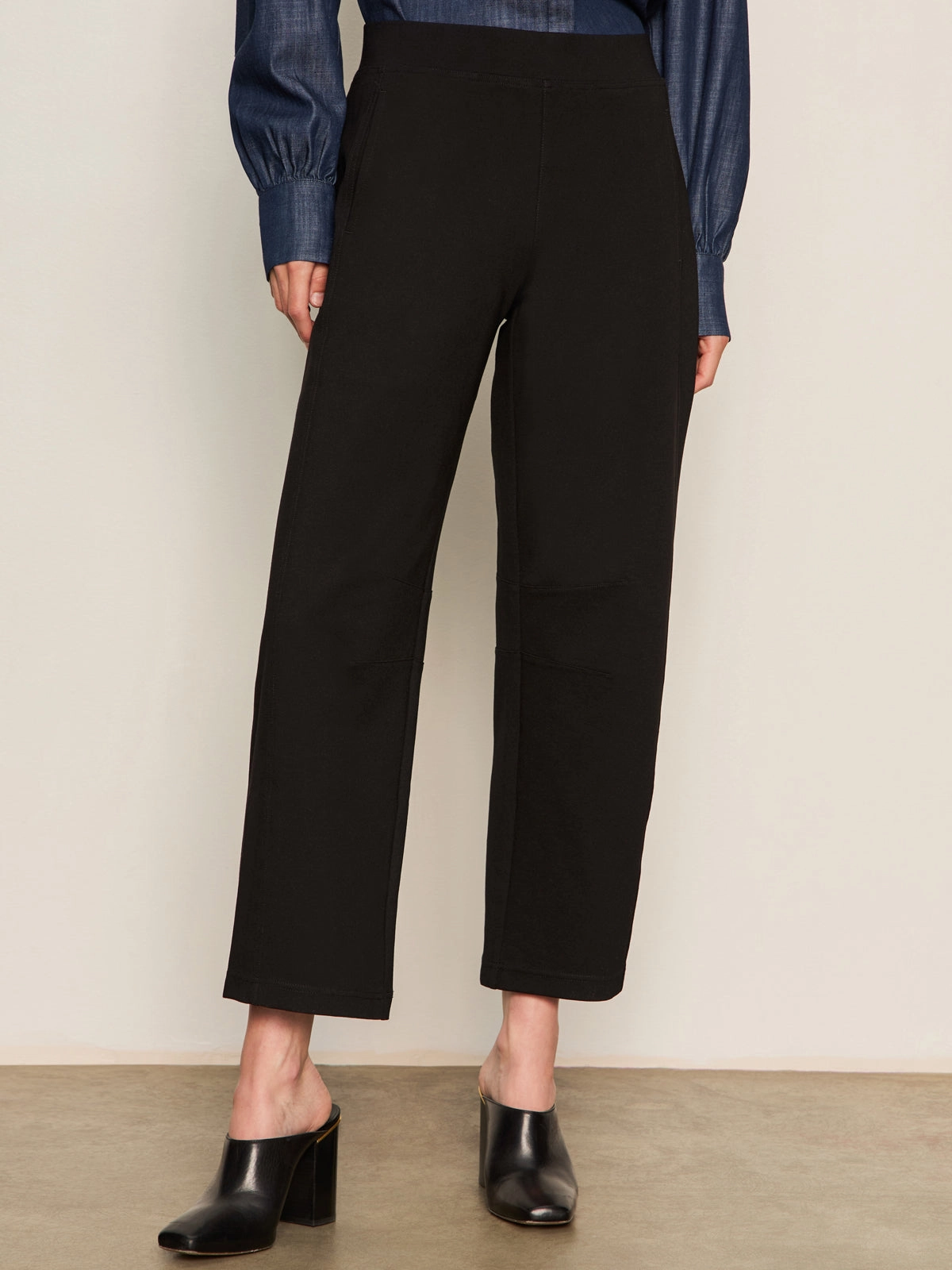 Zero Waste Production Label Ponte Barrel Trouser Black