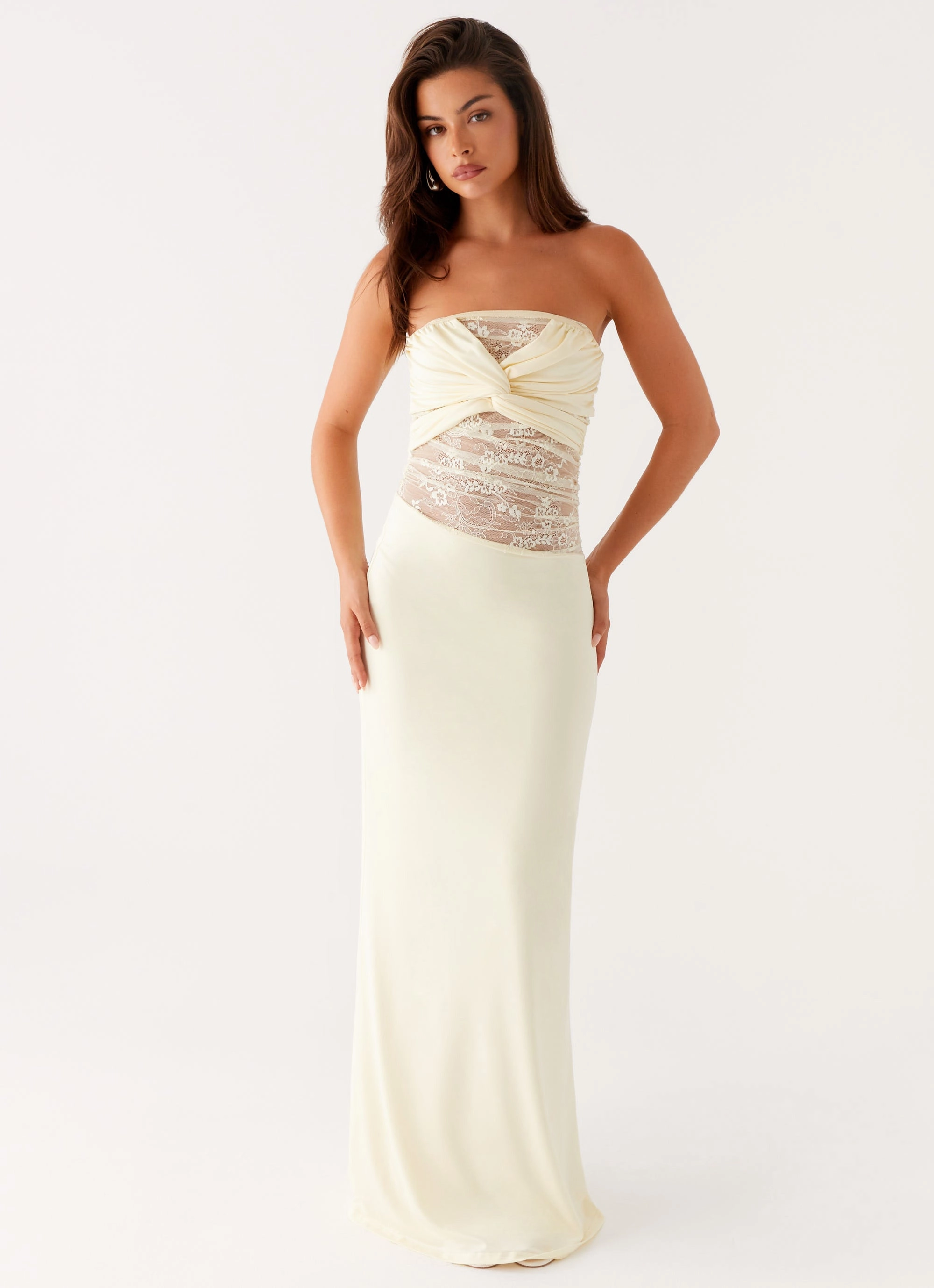 Fall Tone Sweet Energy Strapless Maxi Dress - Yellow