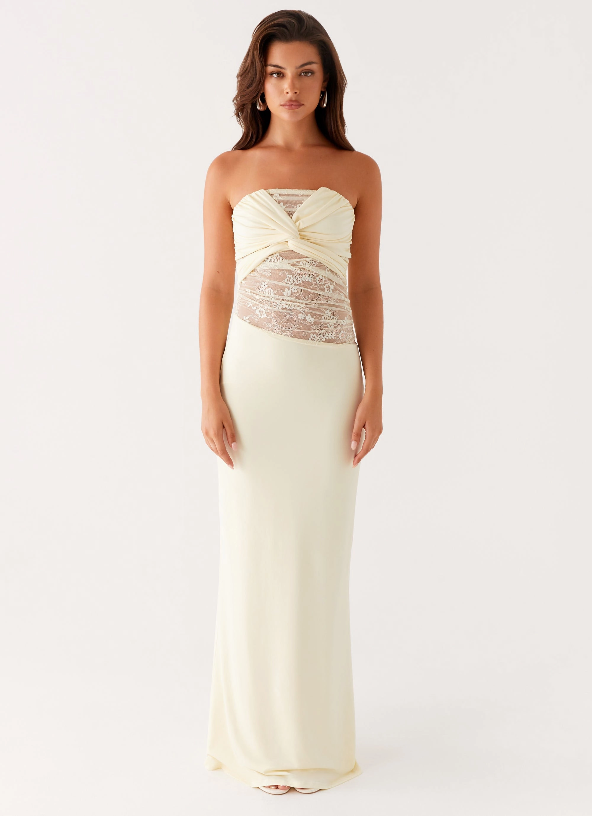 Flattering Shape Look Sweet Energy Strapless Maxi Dress - Yellow