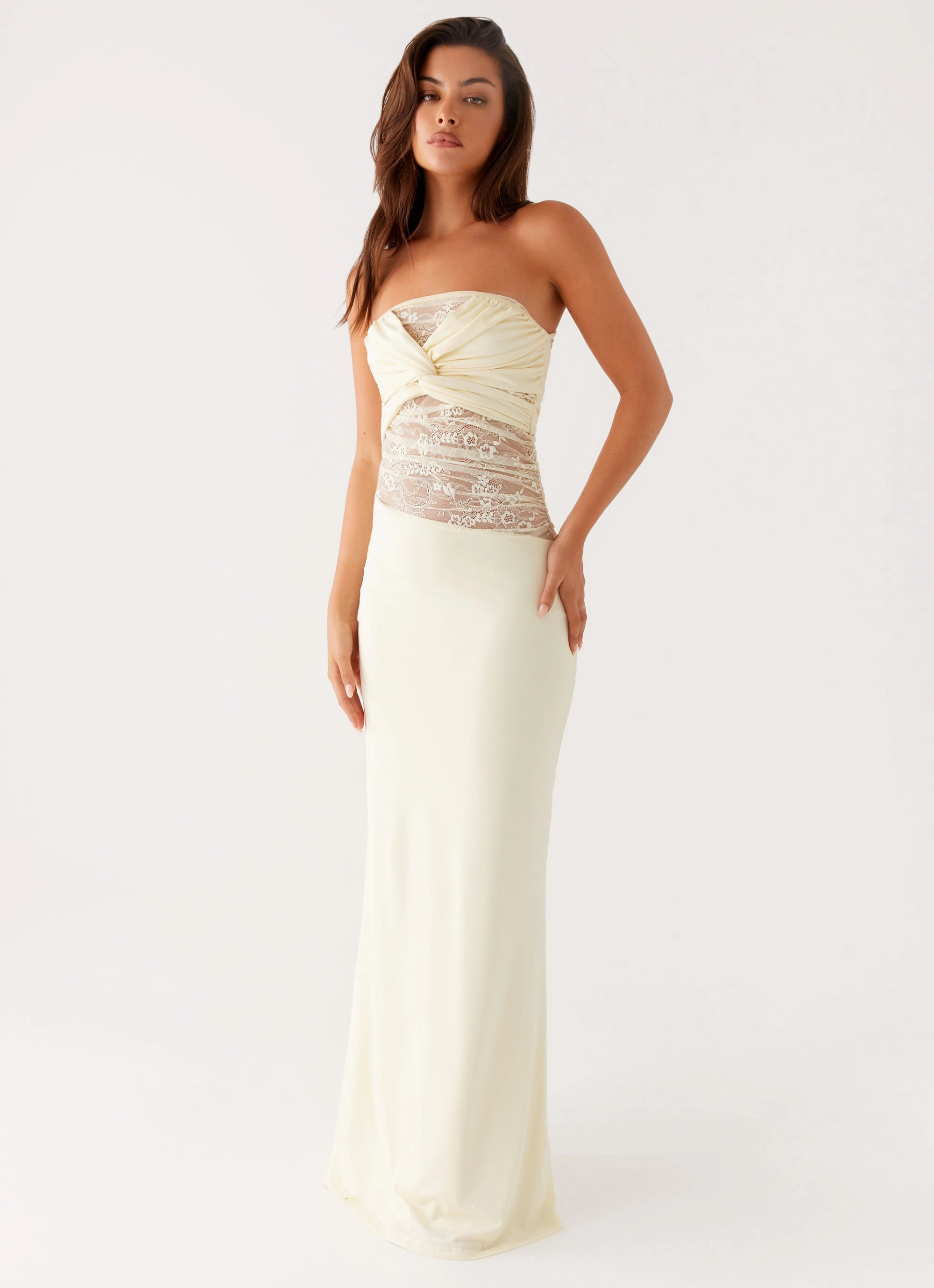 Polished Edge Soft Tone Sweet Energy Strapless Maxi Dress - Yellow