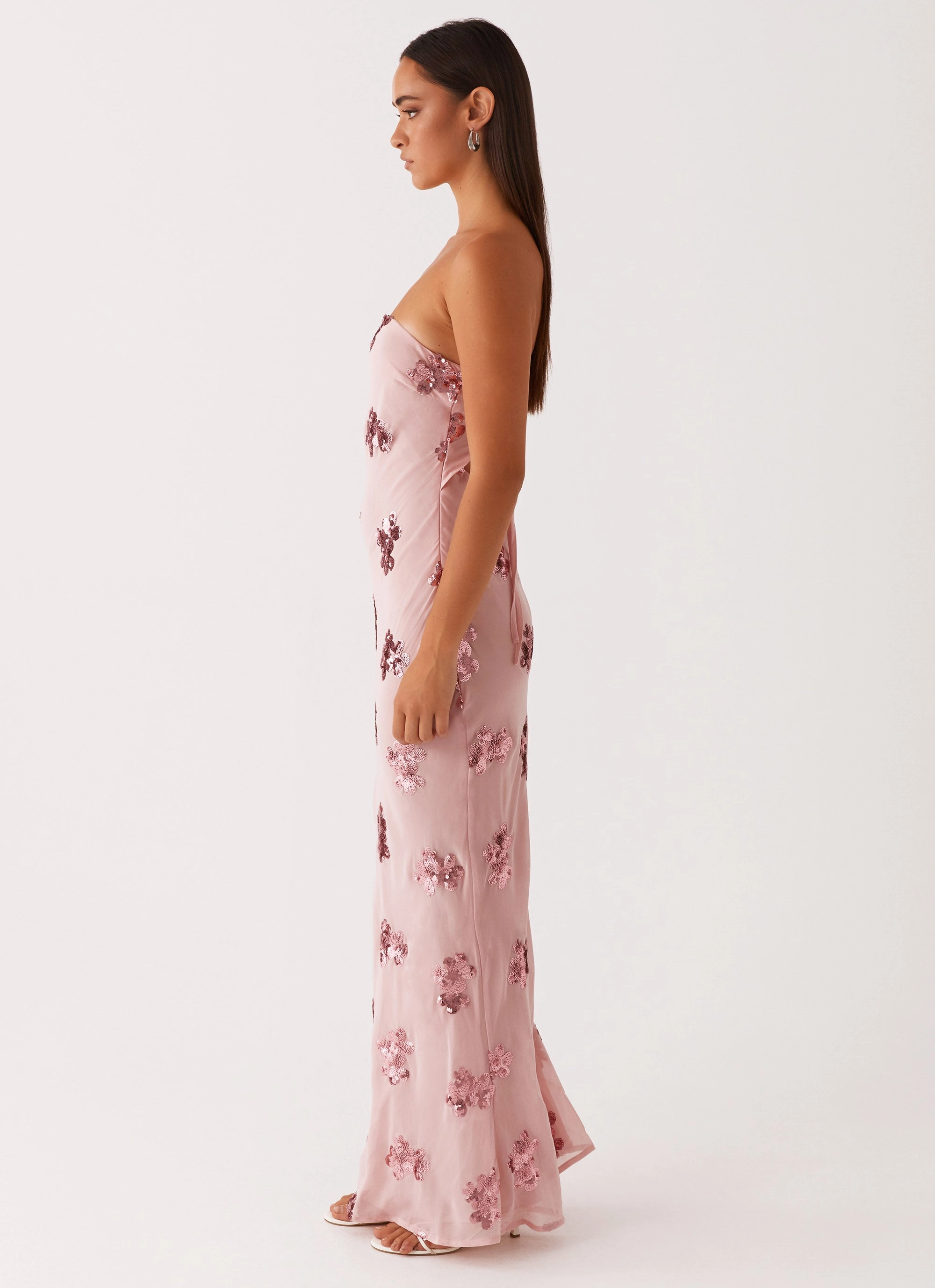 Sweet Escape Sequin Maxi Dress - Baby Pink Easy Fit