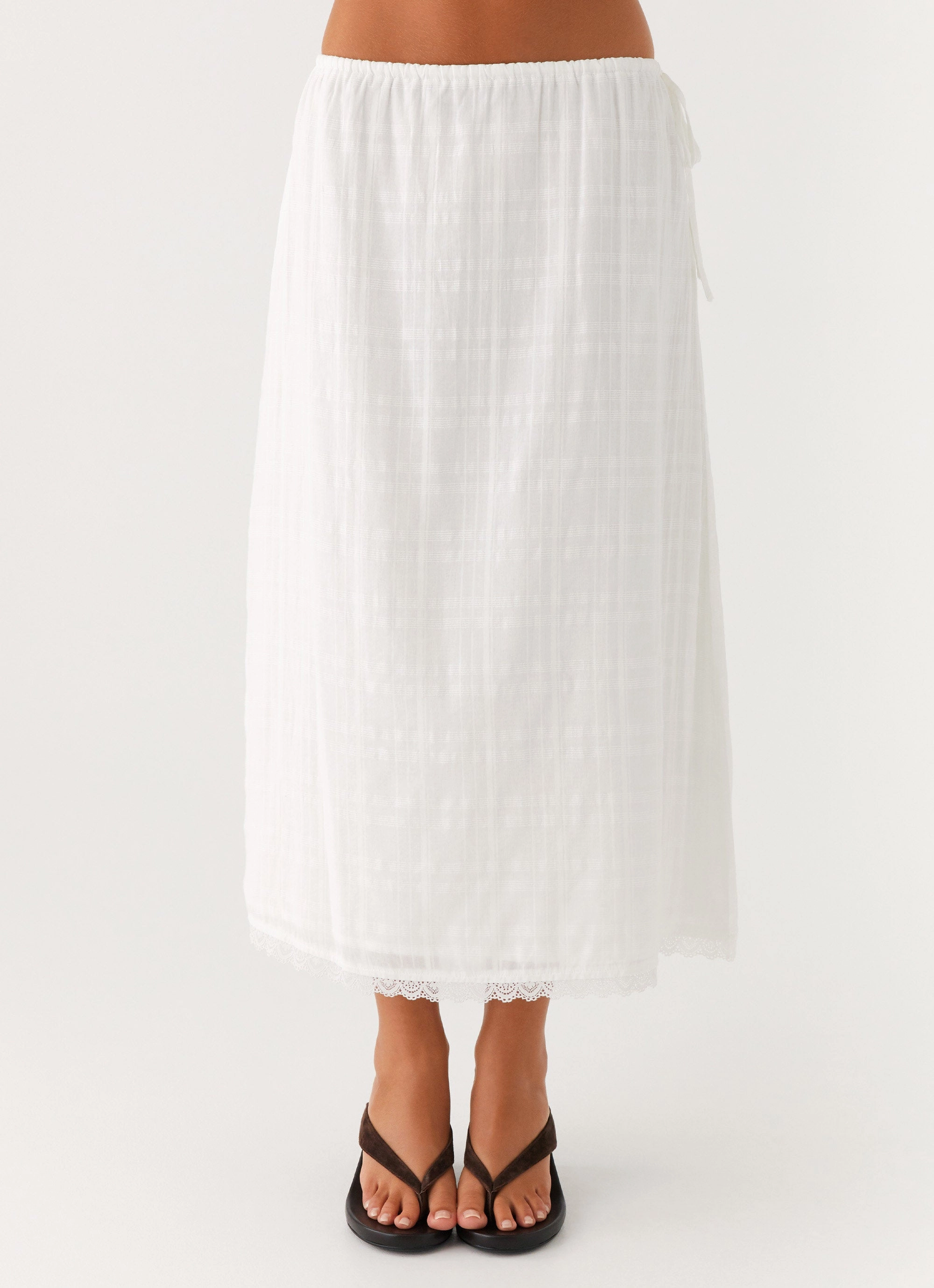 Ventilated Panels Sweet Lullaby Midi Skirt - White