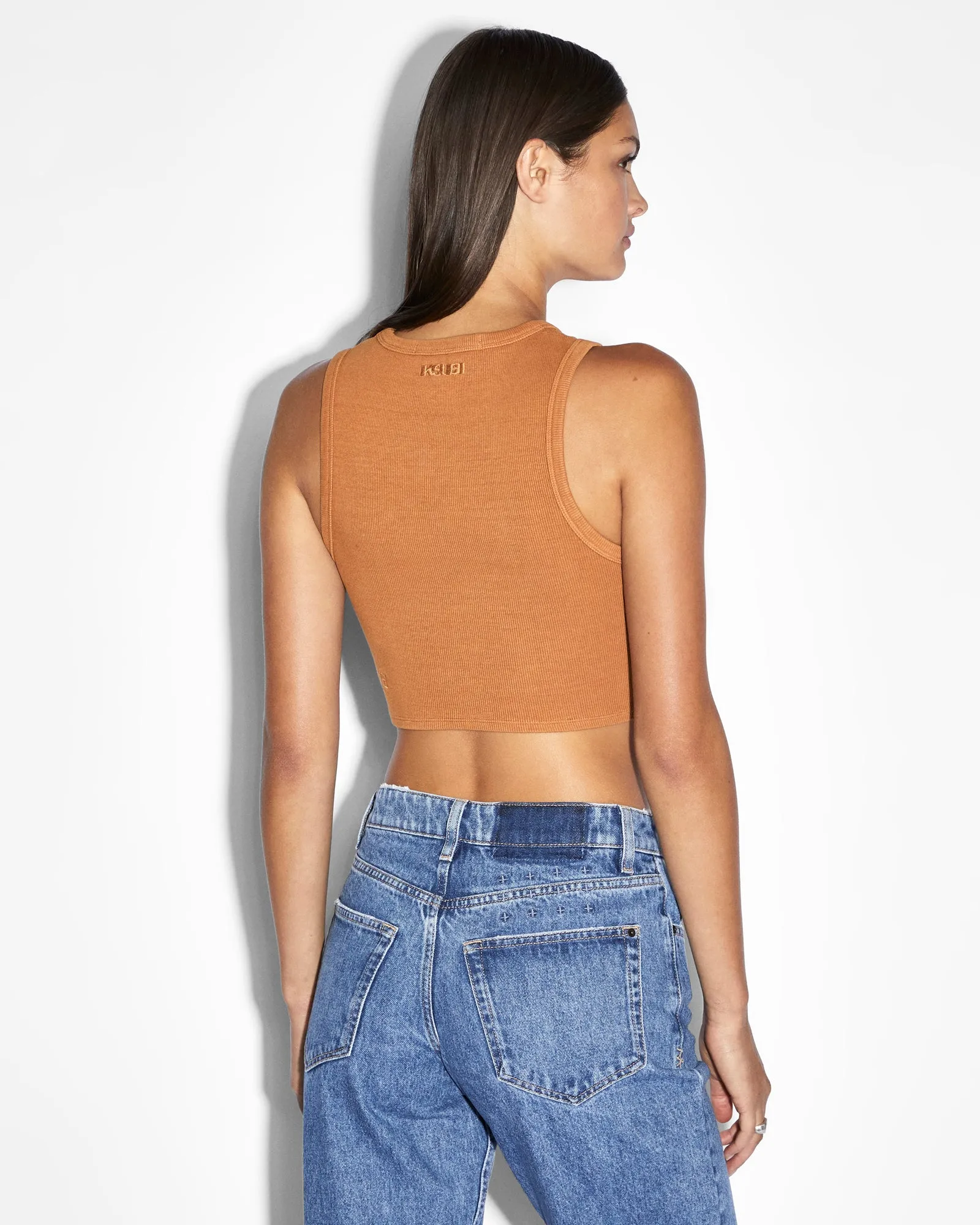 SYNDICATE TANK CARAMEL Weighted Hem Stabilization Sustainable Manufacturing Process Buttery Soft Handfeel