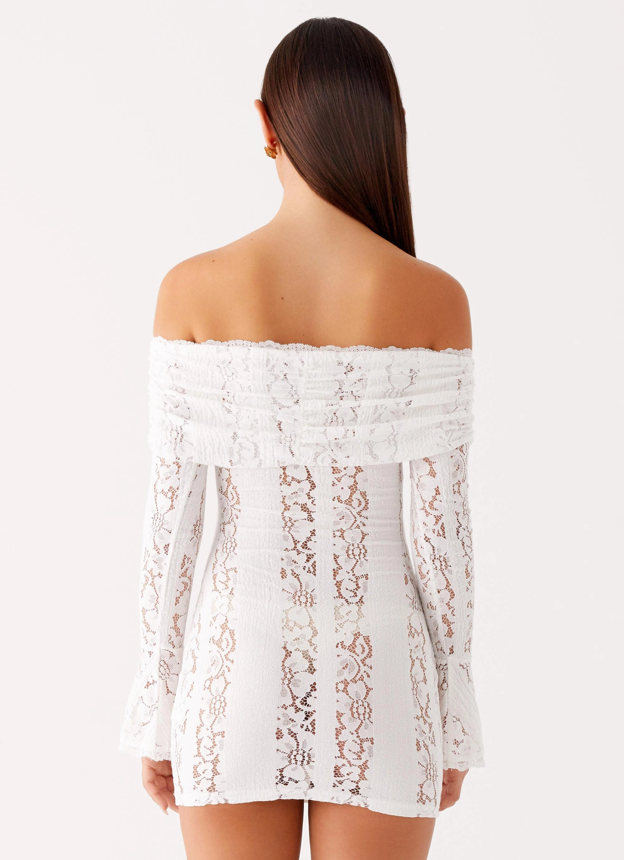 Syvanna Lace Mini Dress - White Pastel tone