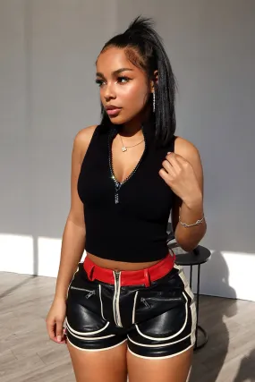 Effortless Rhinestone Half Zip Up Top FlexibleMobility Reinforced Neckline