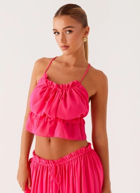 Zaya Backless Top - Fuchsia Casual Fit