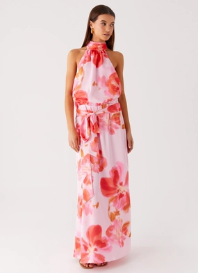 Diablo Backless Maxi Dress - Blushing Blossom Chic Energy