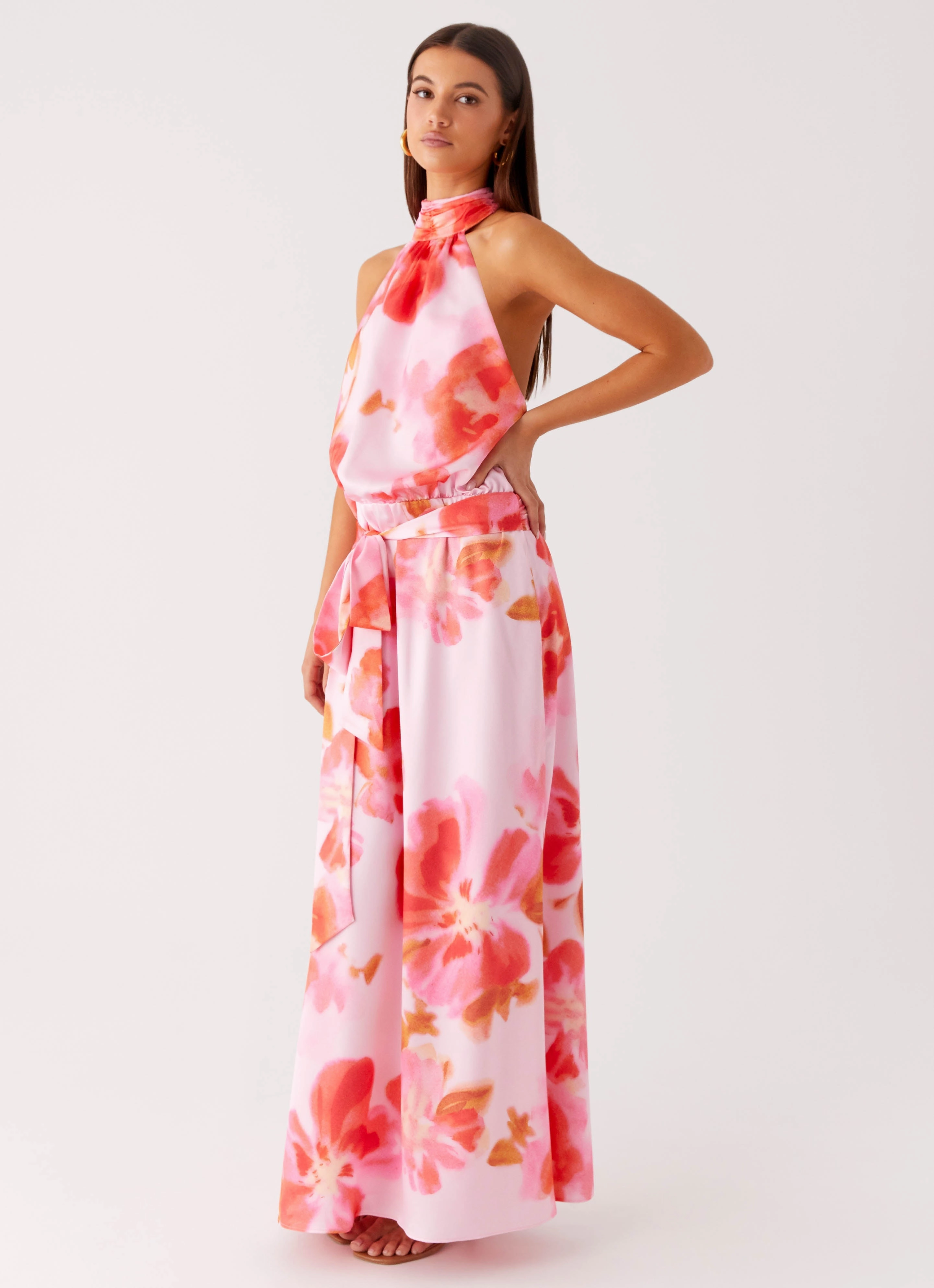 Diablo Backless Maxi Dress - Blushing Blossom Balanced Tone