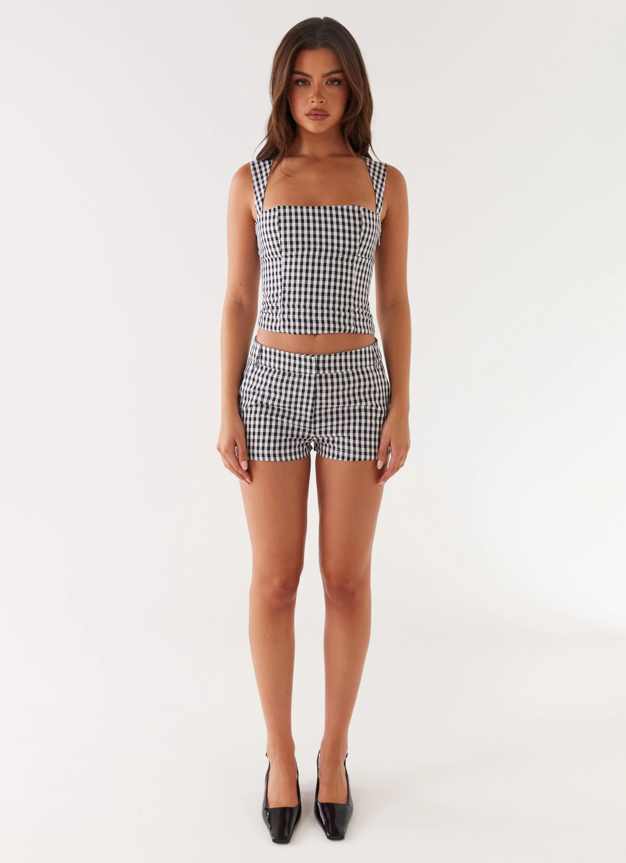 Belt loops TaglessDesign Clayton Tailored Shorts - Black Gingham