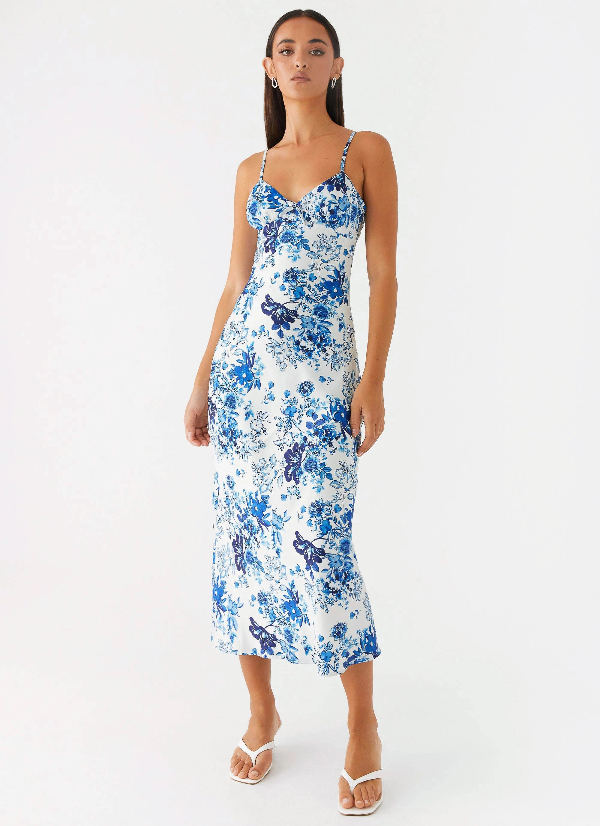 All Timewear Take Chances Midi Dress - Serene Sky Floral