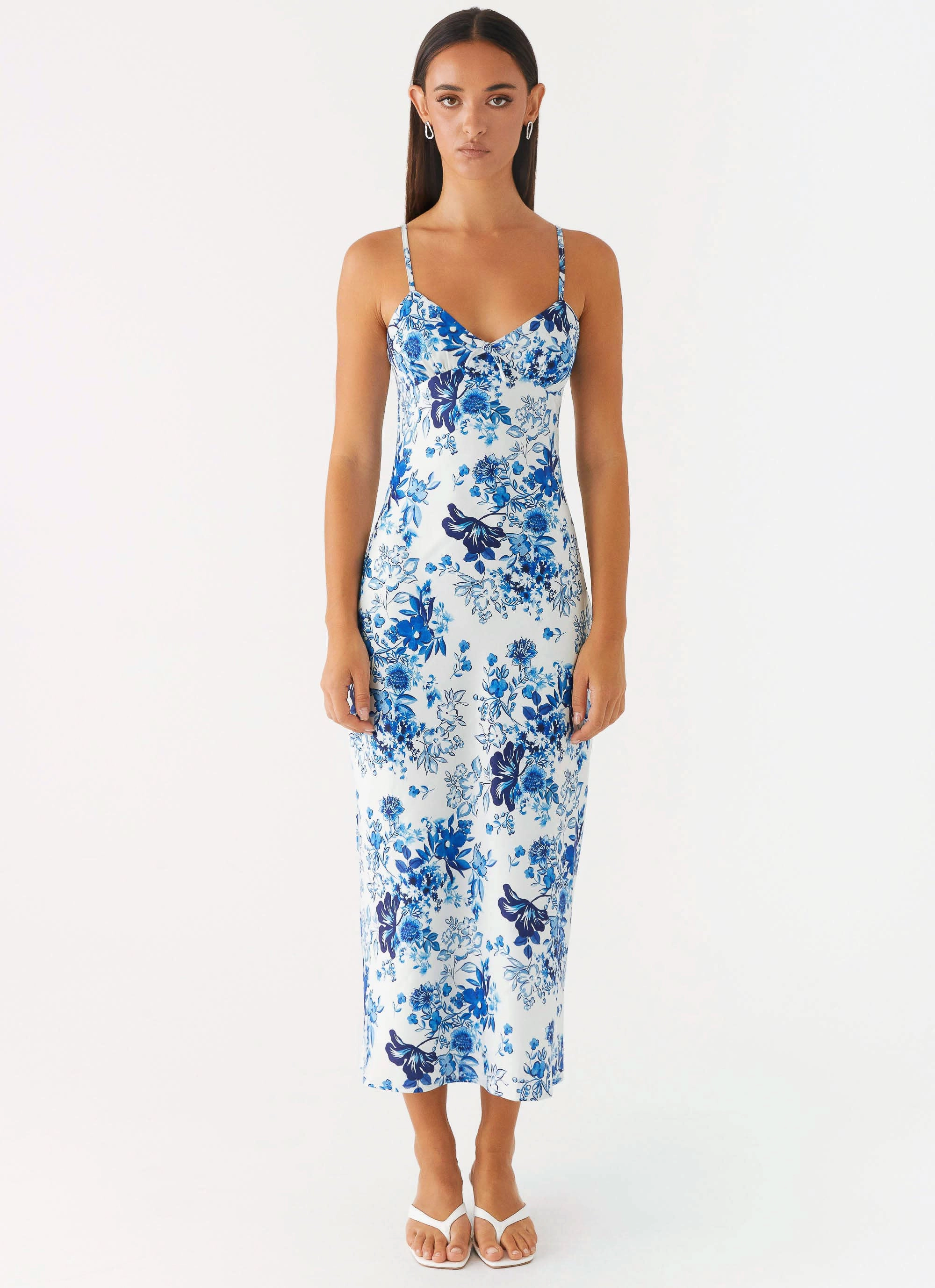 Contemporary Vibe Polished Edge Take Chances Midi Dress - Serene Sky Floral
