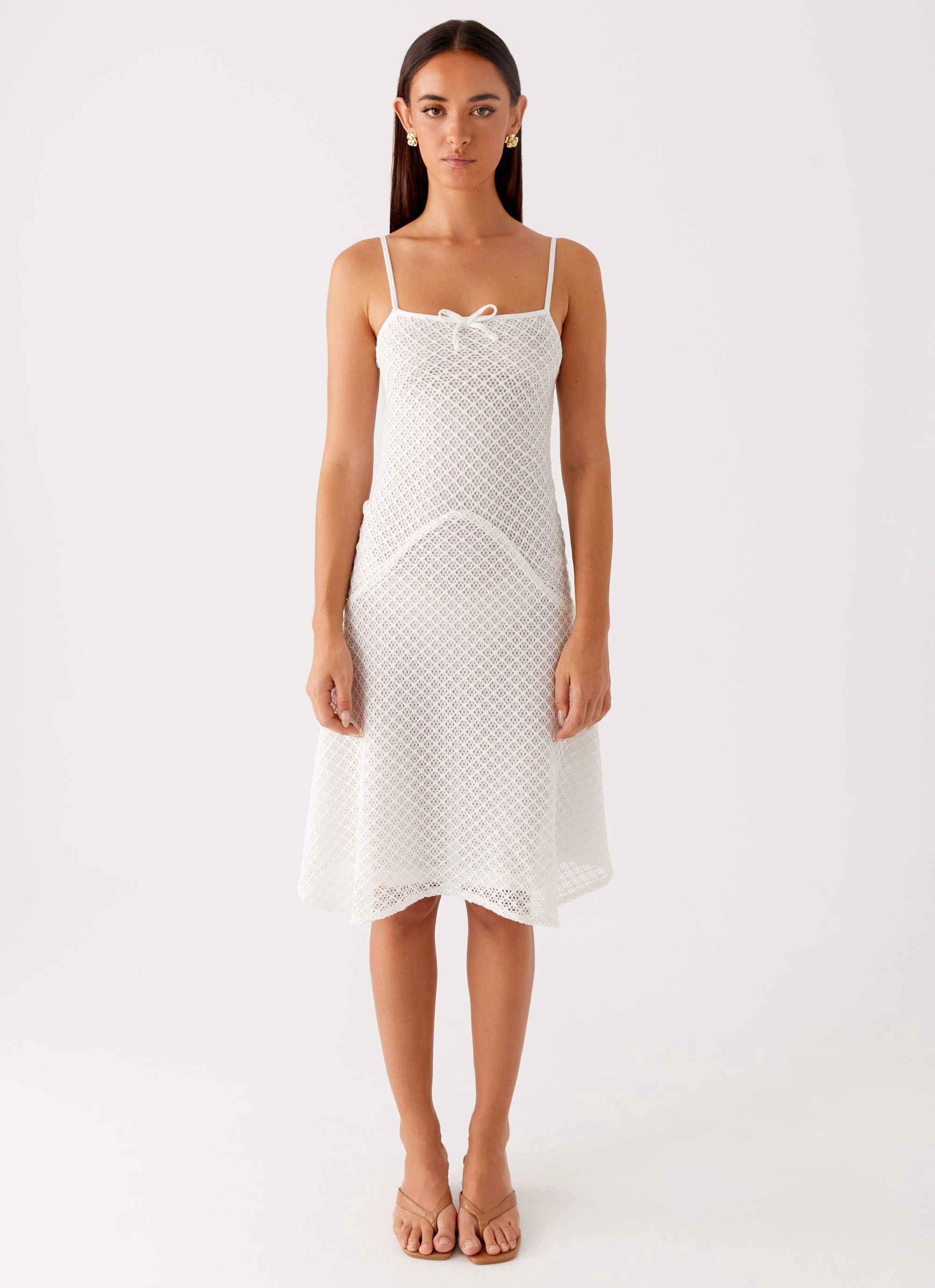 Tamar Midi Dress - White Relaxed Fit