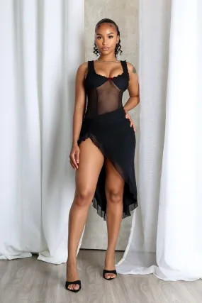 Tamiko Mesh Ruffle Trim Tank Midi Dress Mood Glow