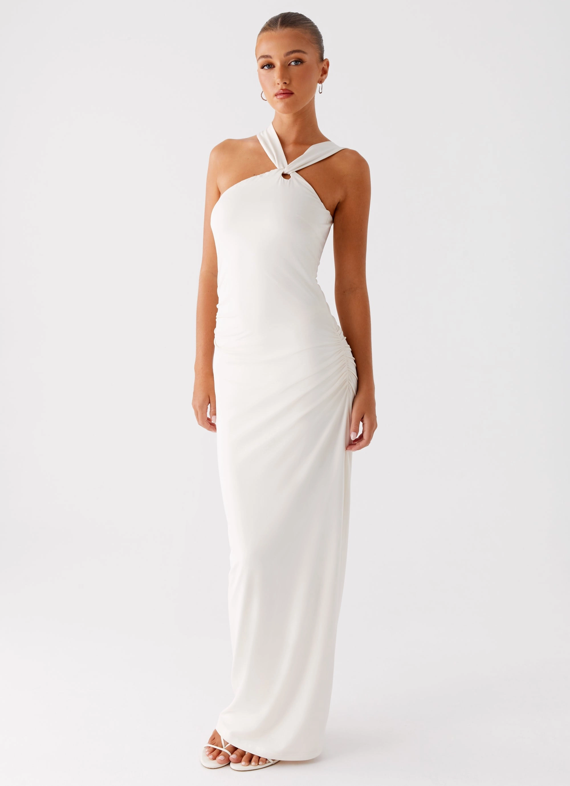 Tamira Maxi Dress - Ivory Feminine off-the-shoulder gown