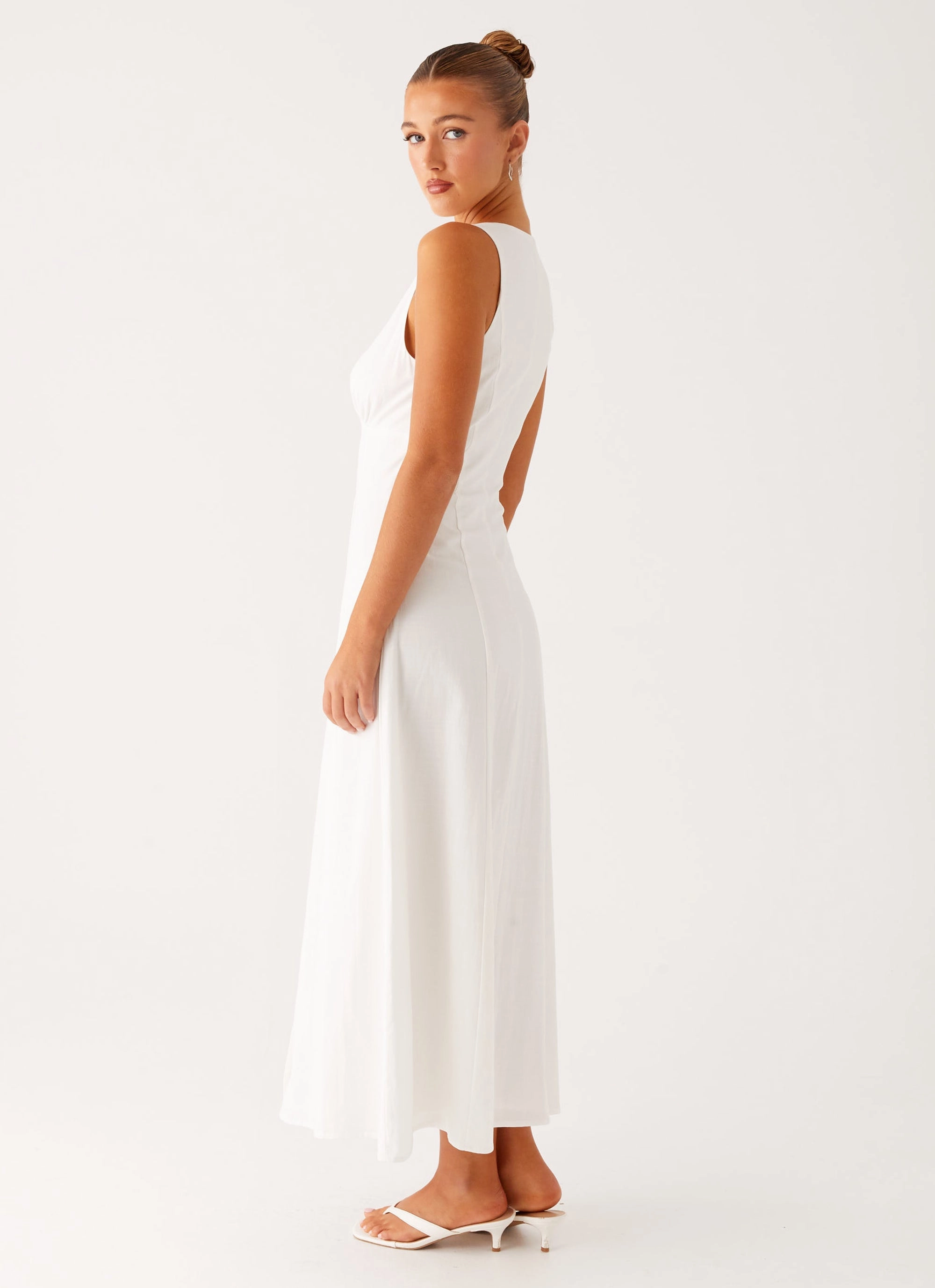 Tailored Style Tamsin Linen Maxi Dress - White