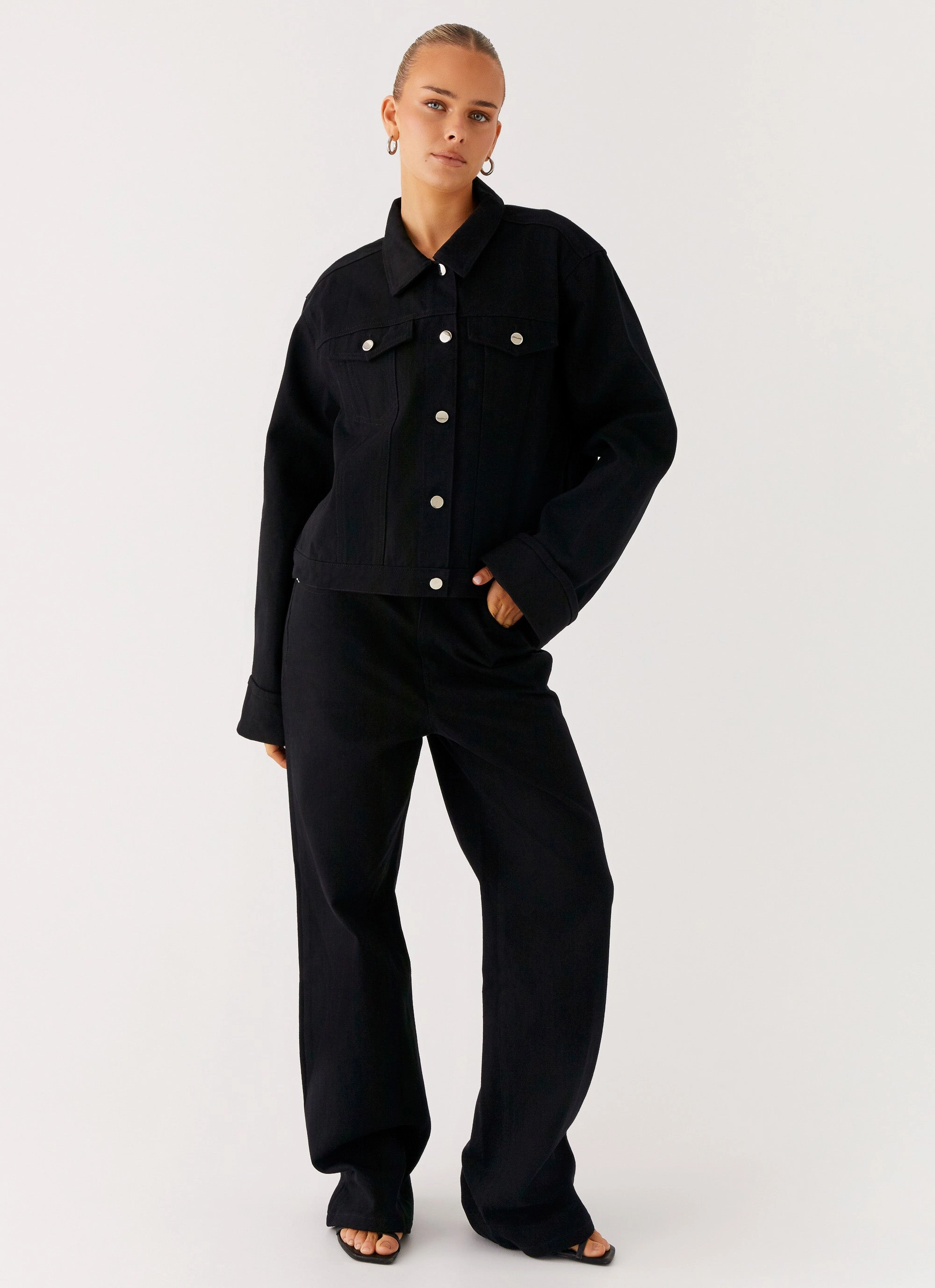 moonlight Back Again Oversized Denim Jacket - Black