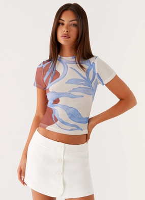 Late Night Mesh Baby Tee - Bloom Wave Print HypoallergenicMaterial