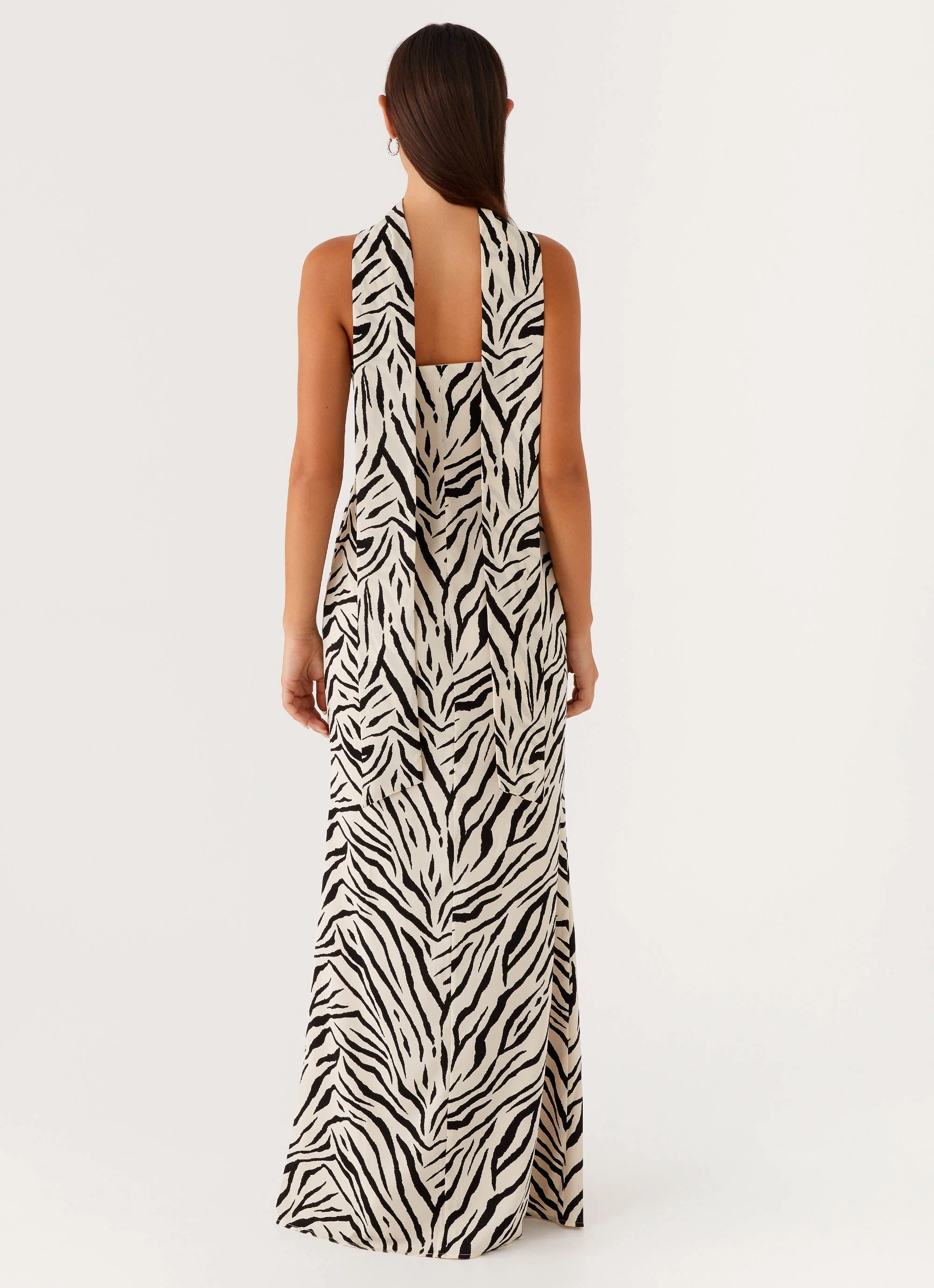 Unlined Look Jigsaw Strapless Maxi Dress - Zebra