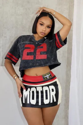 ZeroWaste Pattern Silicone Print Detail Tayla Mineral Wash 22 Graphic Crop Top