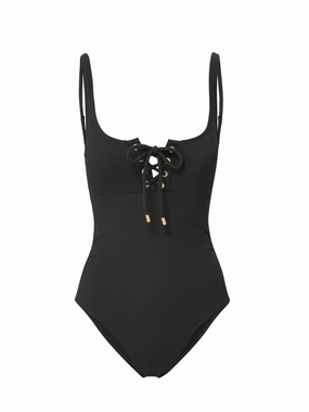 Affordable Swim Taylor One Piece Black Texture