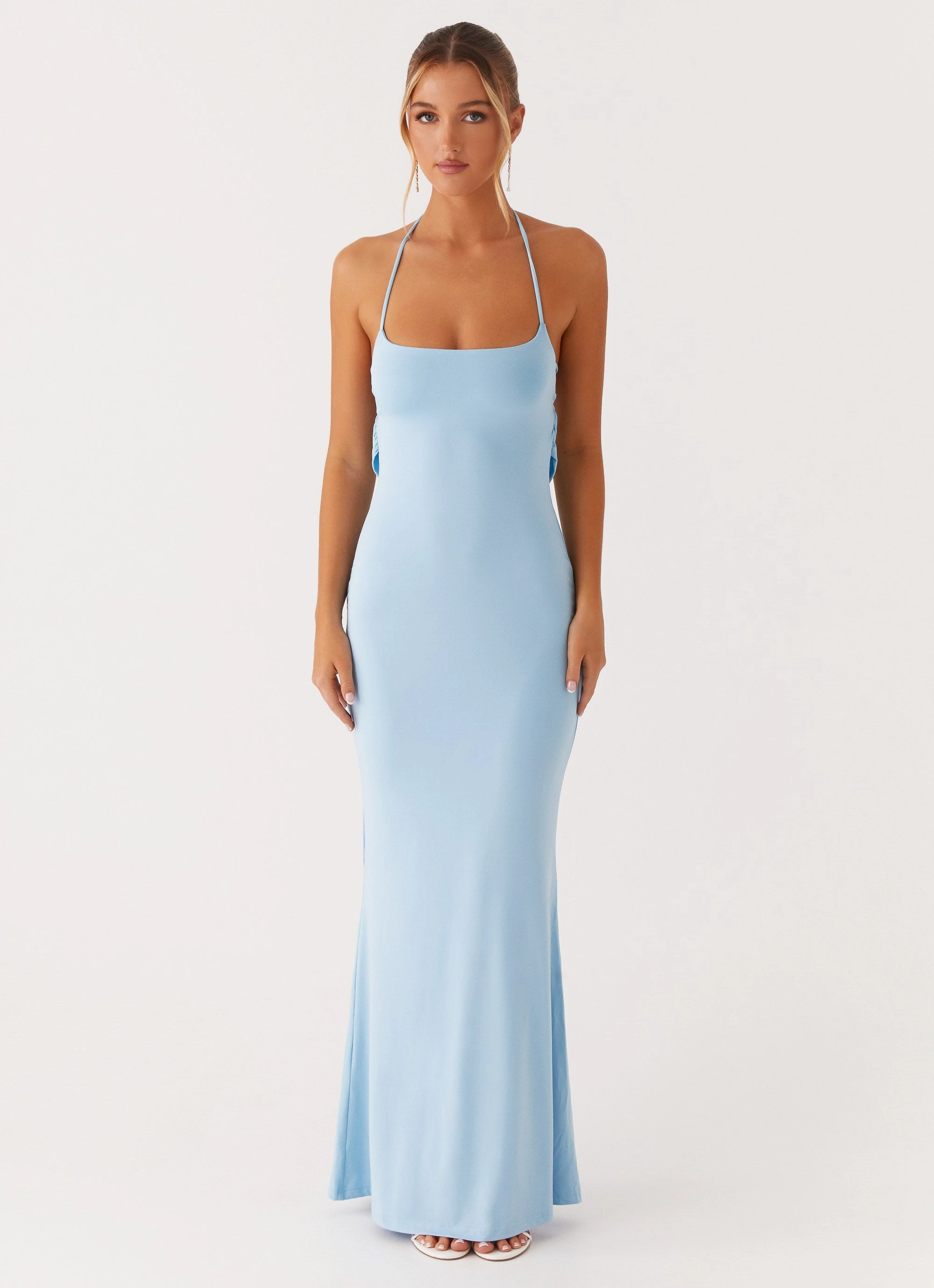 Sleek and Flattering Light Outfit Talk About Us Maxi Dress - Blue