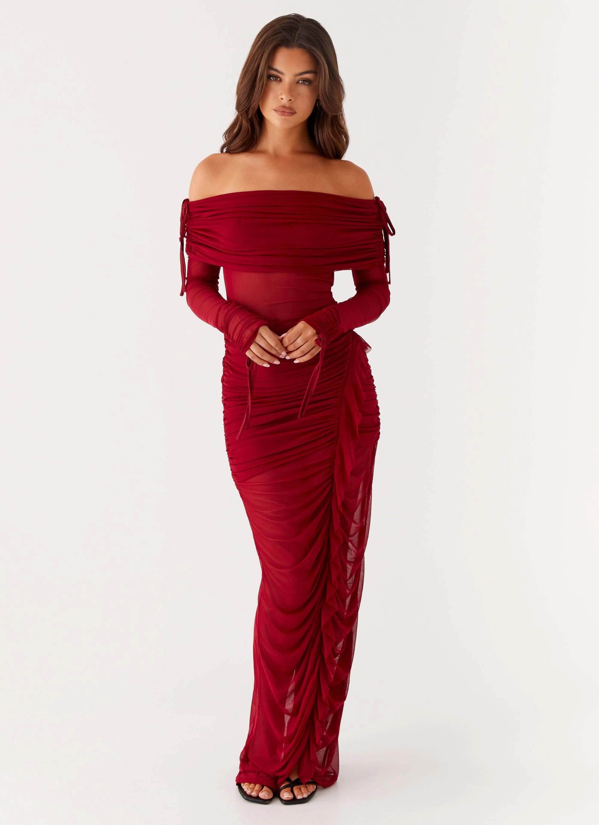 Teala Mesh Maxi Dress - Red Mood Casual