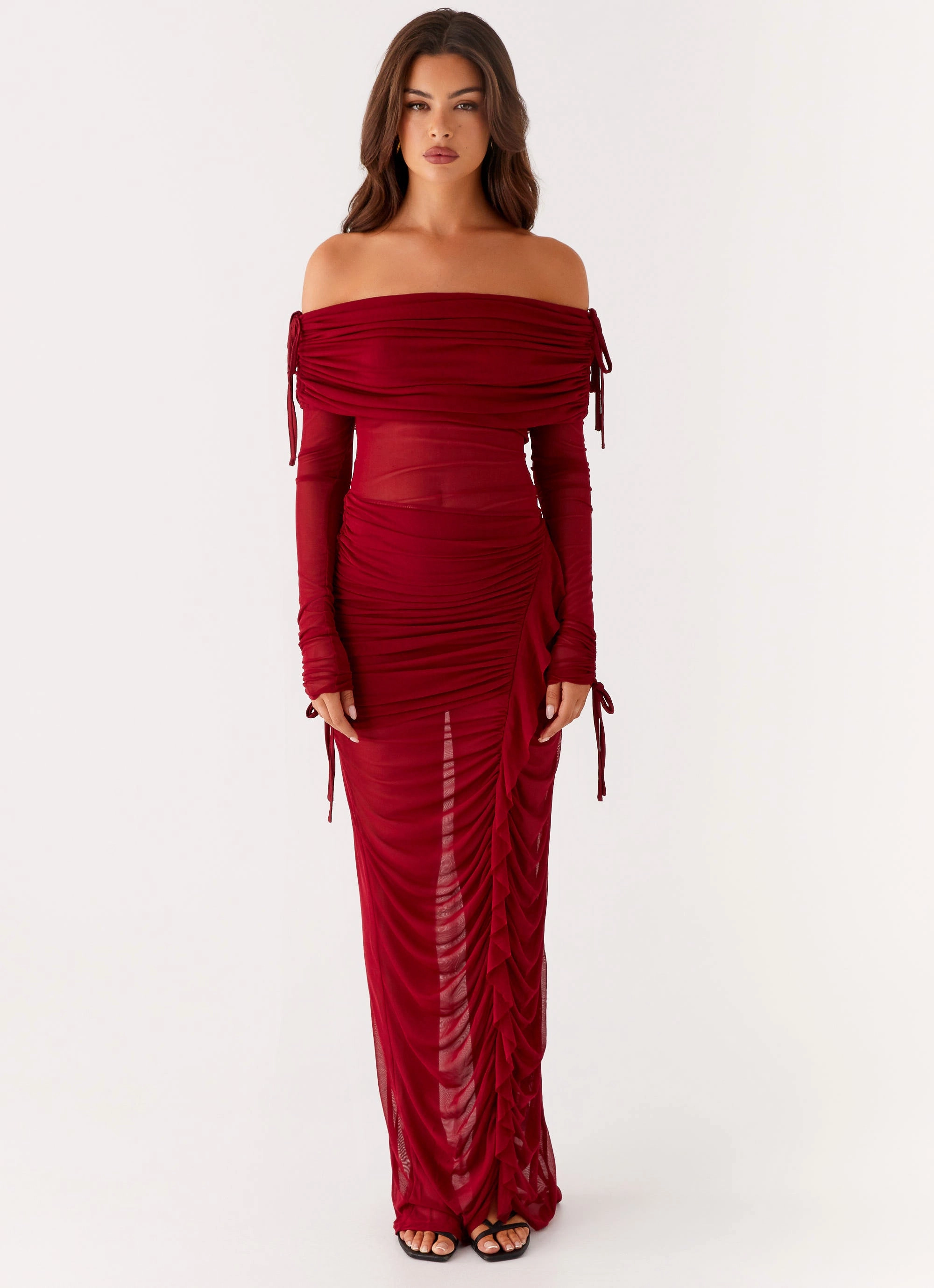 Teala Mesh Maxi Dress - Red Work Vibes