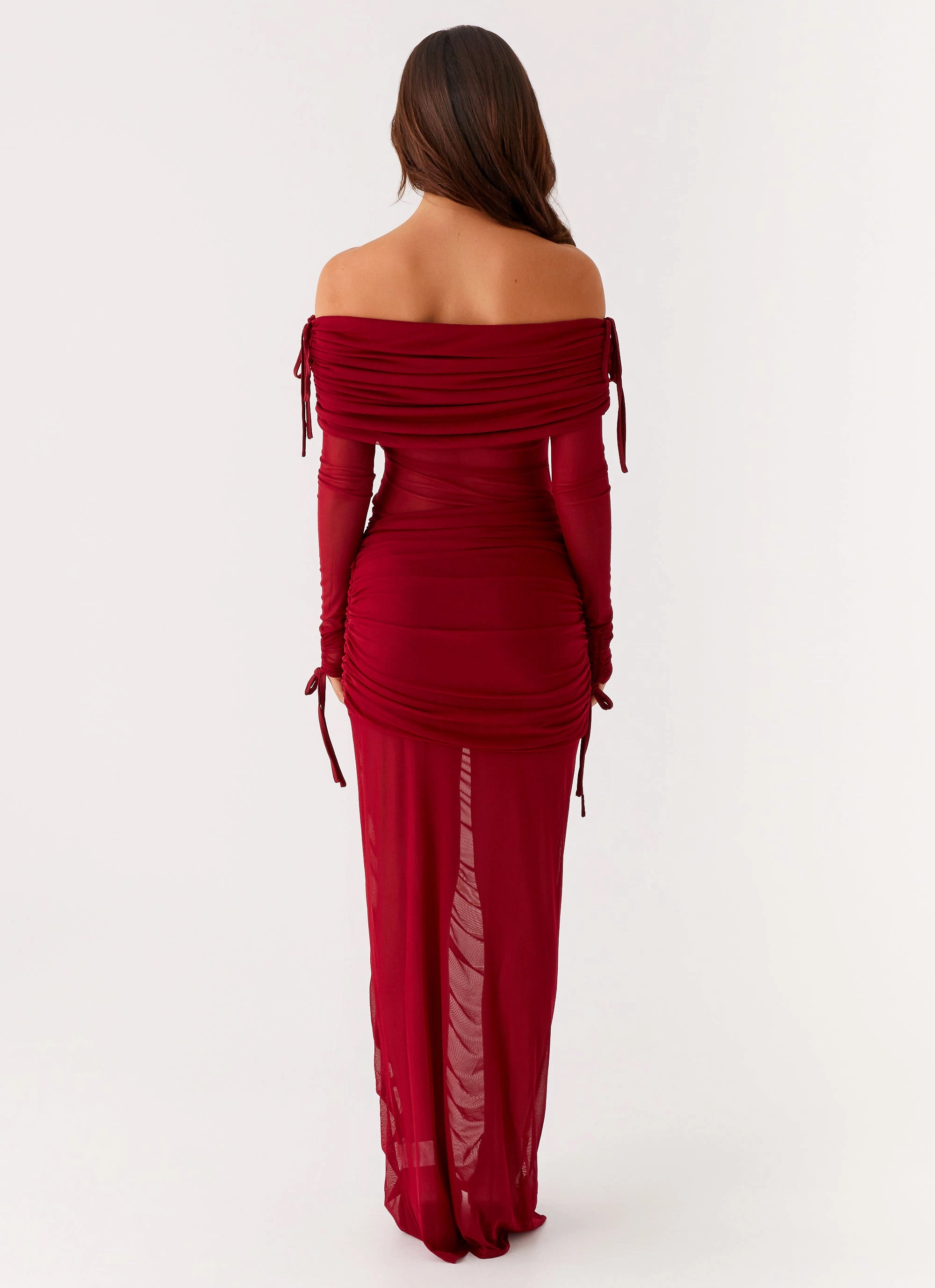 Teala Mesh Maxi Dress - Red Comfortable Cut