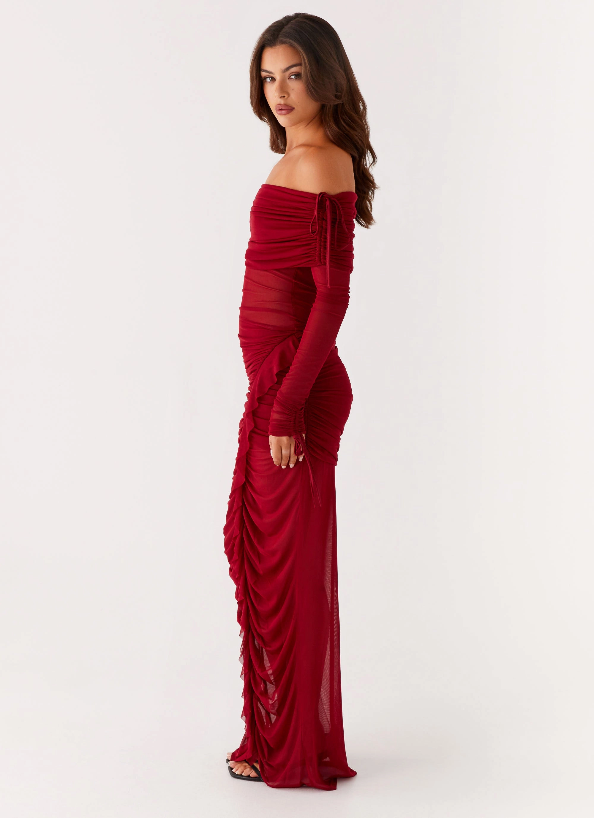 Teala Mesh Maxi Dress - Red Clean Grace