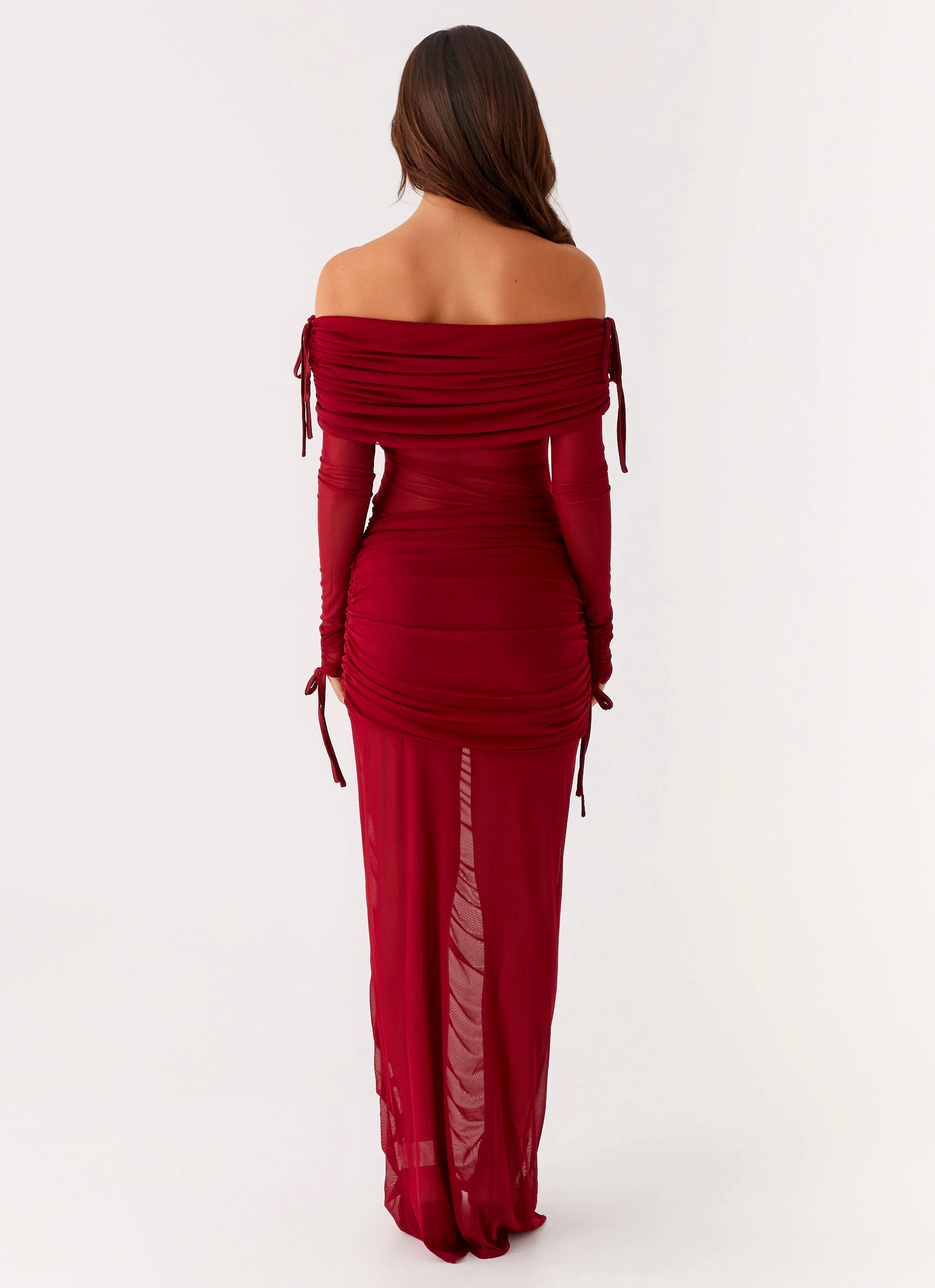 Layer Base Teala Mesh Maxi Dress - Red