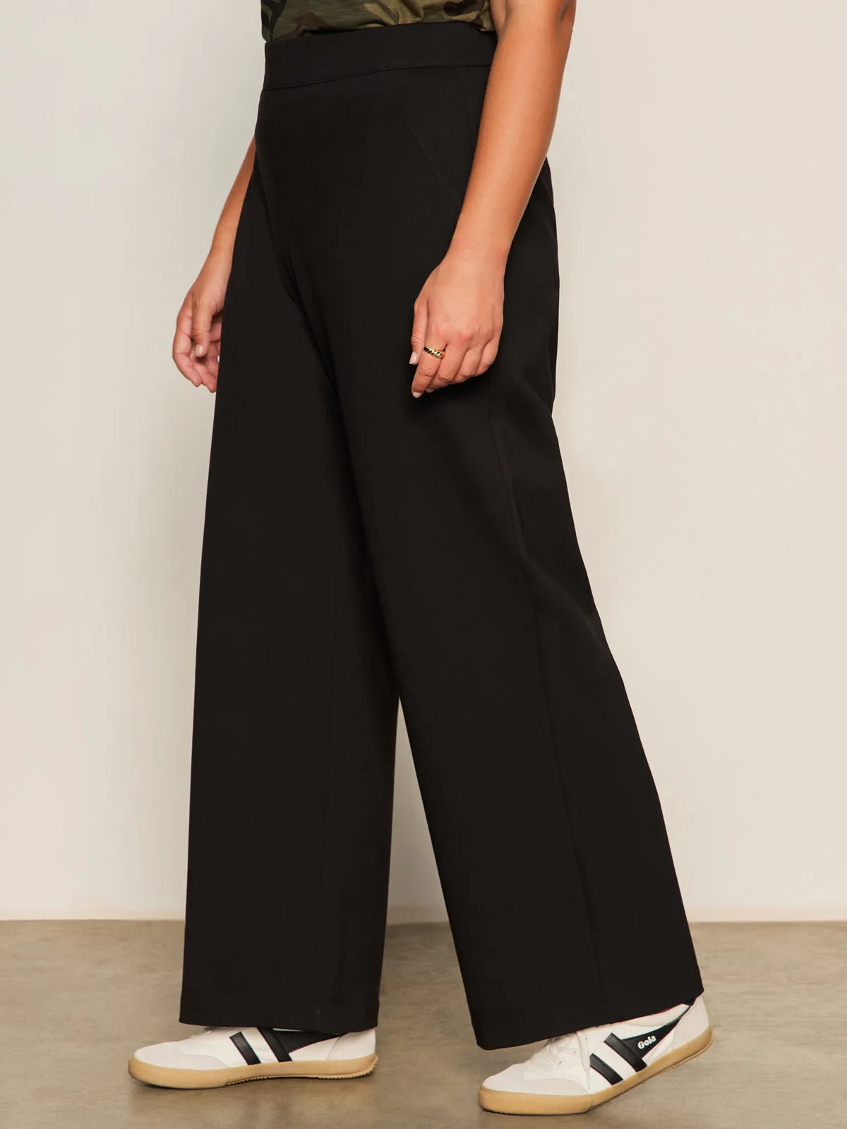 Runway Ponte Trouser Black Extended Sizing Smooth Fit Lining
