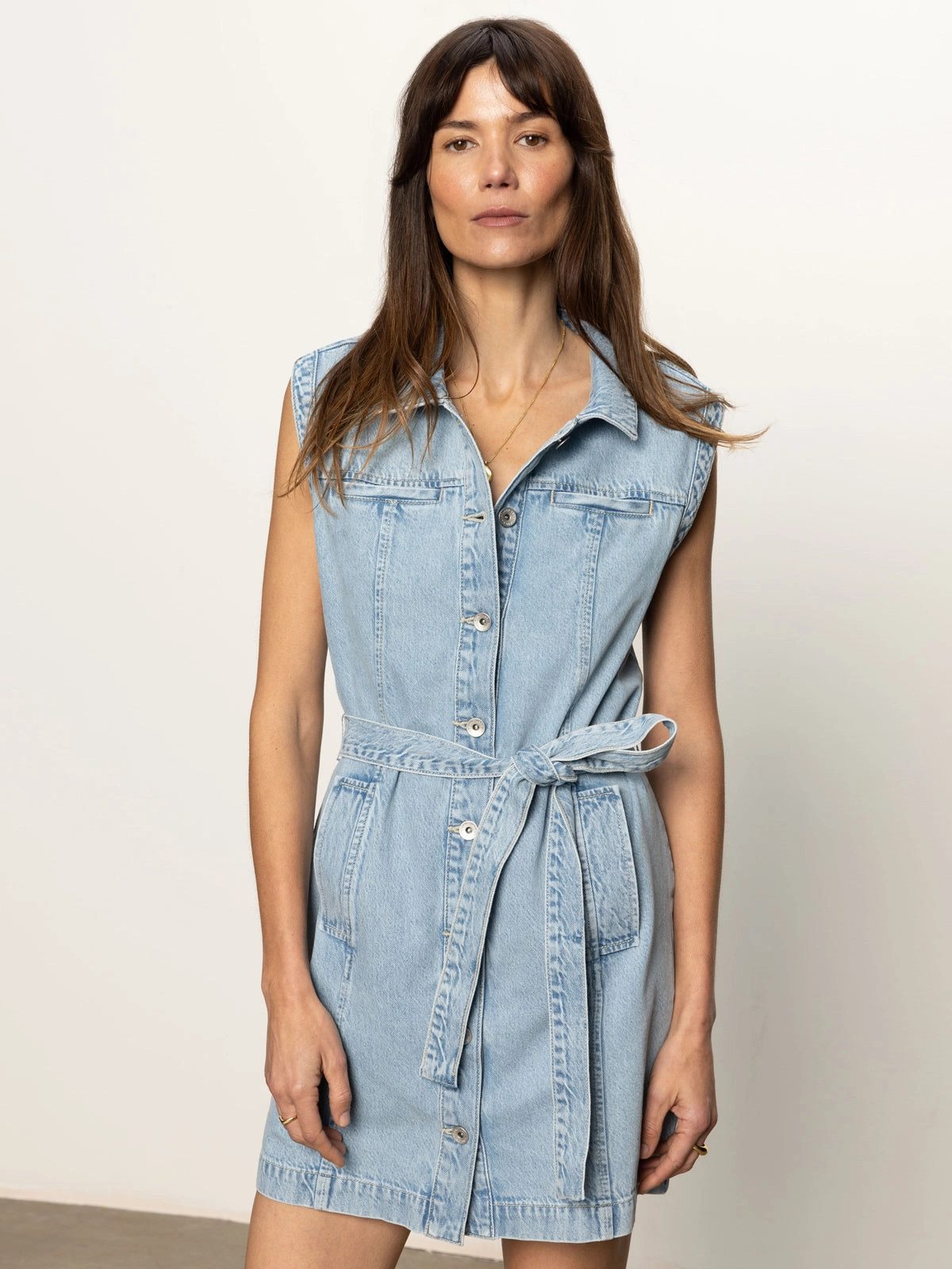 FasteningHood Casual Look Ila Denim Dress Bouquet