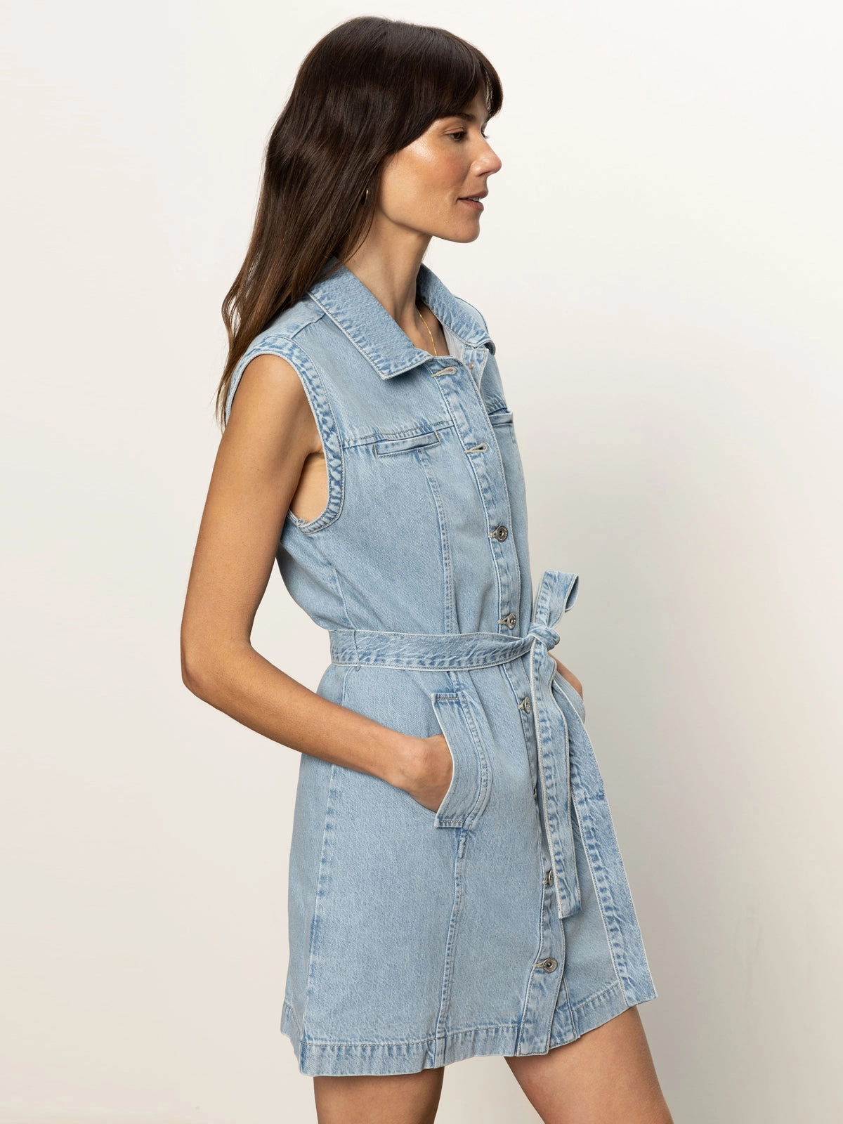 Ila Denim Dress Bouquet Bound Seam Finish RelaxedFit