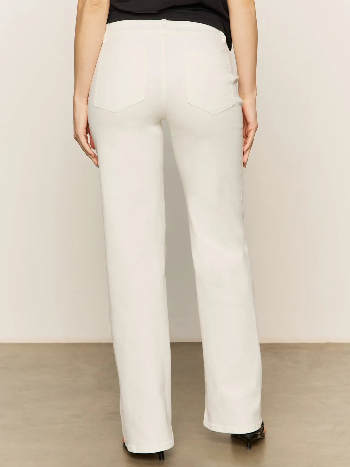 Wrinkle Resistant Finish Timeless Comfort Wear Marine Full Length Semi High Rise Jeans Bleached White