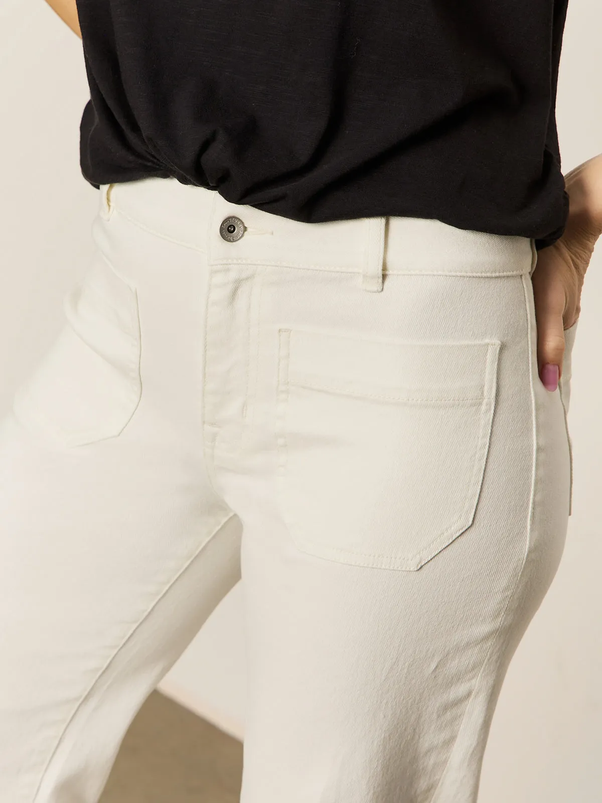 Hypoallergenic fabric Marine Full Length Semi High Rise Jeans Bleached White